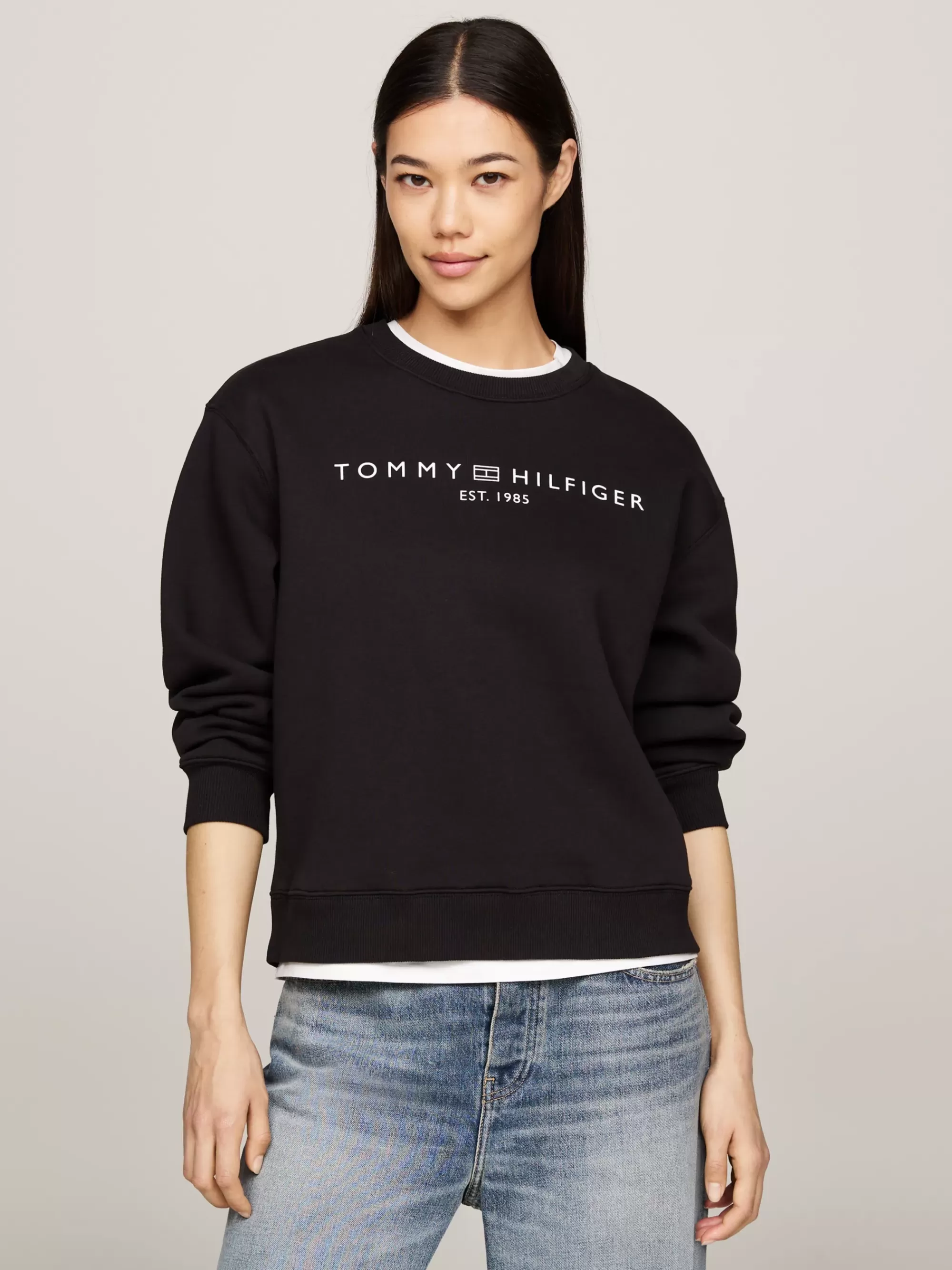 Sweatshirts & Hoodies*Tommy Hilfiger Sweatshirt Met Ronde Hals En Logo BLACK