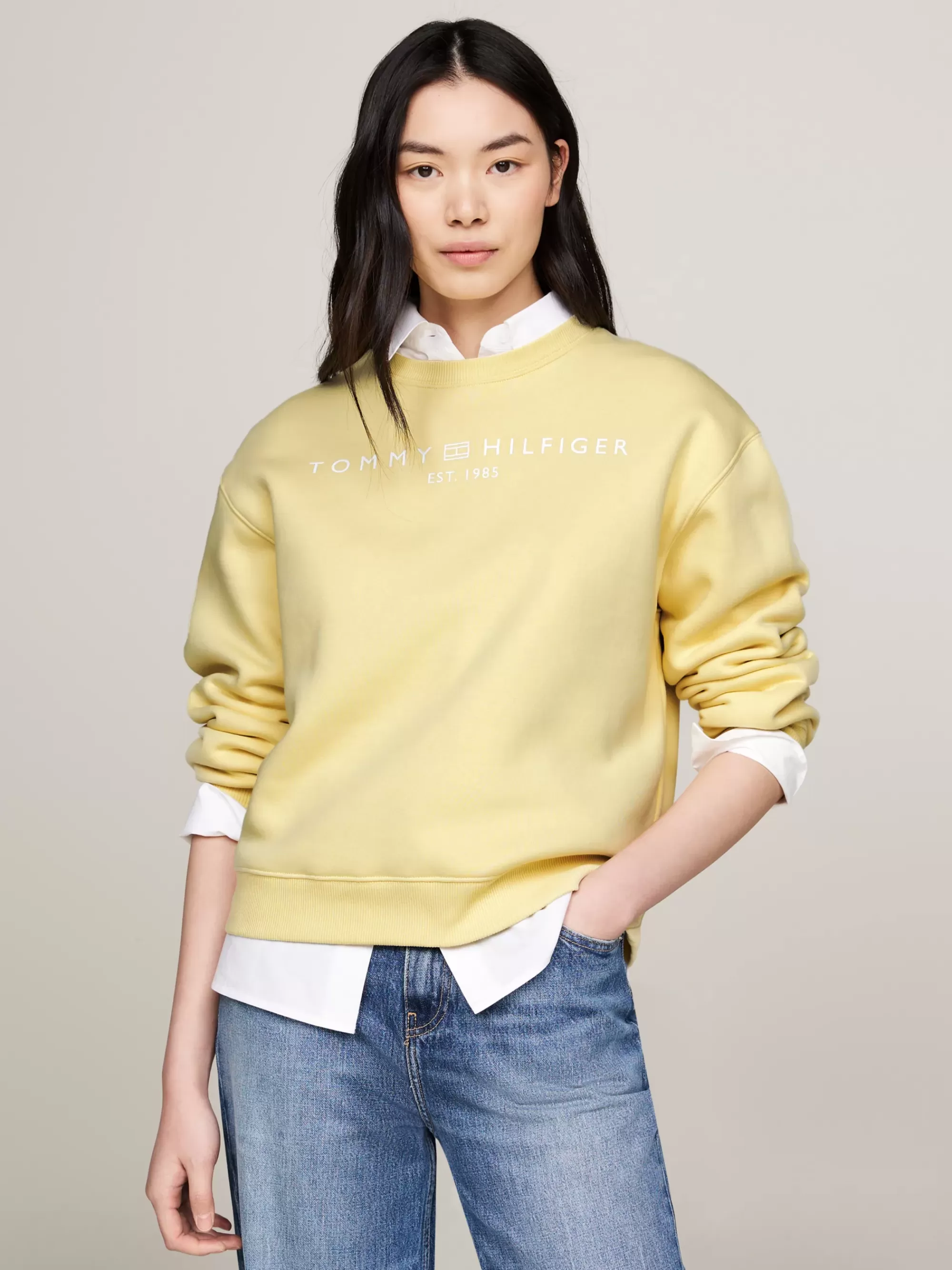 Sweatshirts & Hoodies*Tommy Hilfiger Sweatshirt Met Ronde Hals En Logo LEMON ZEST