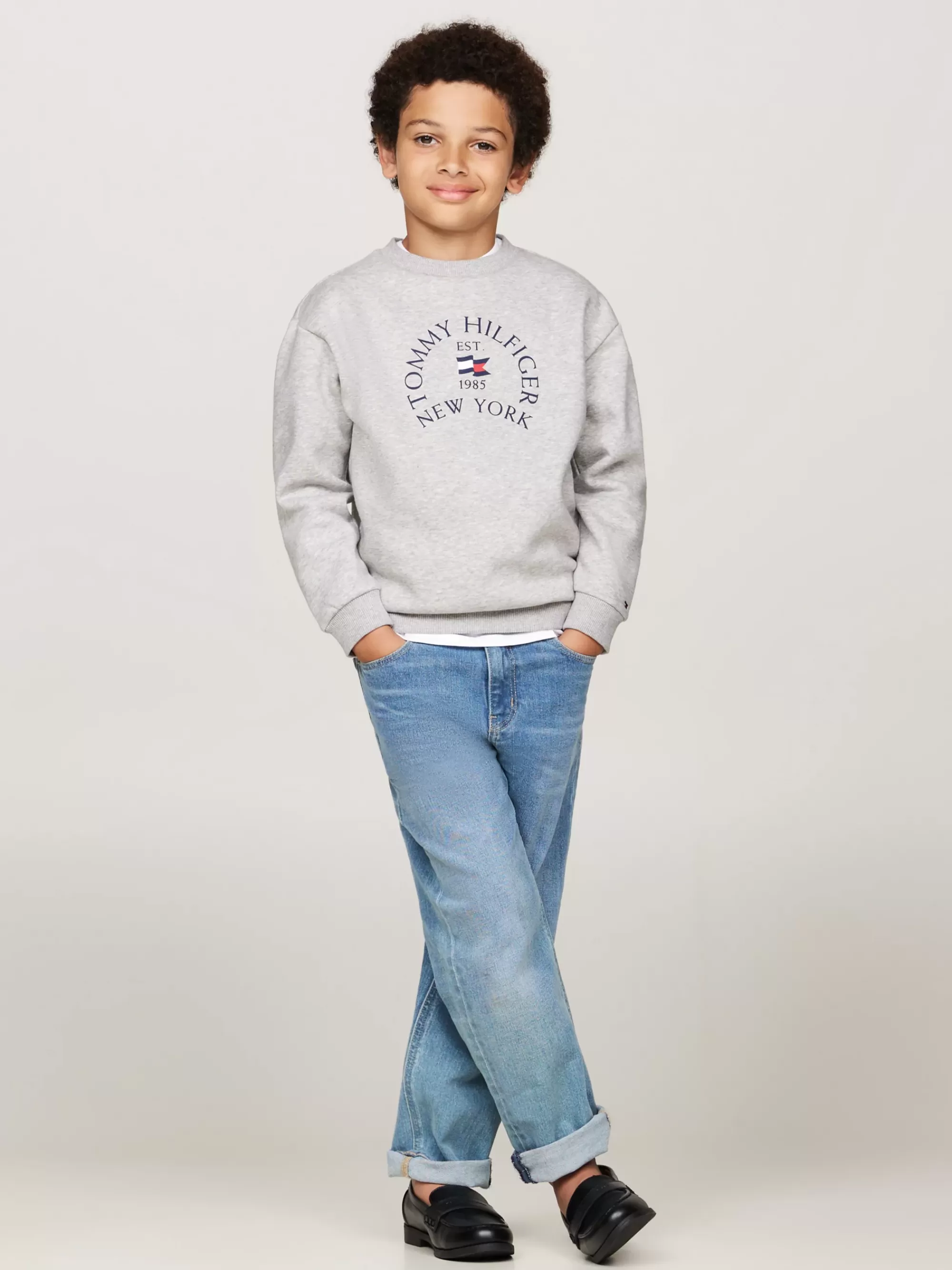 Sweatshirts & Hoodies*Tommy Hilfiger Sweatshirt Met Ronde Hals En Logo LIGHT GREY HEATHER