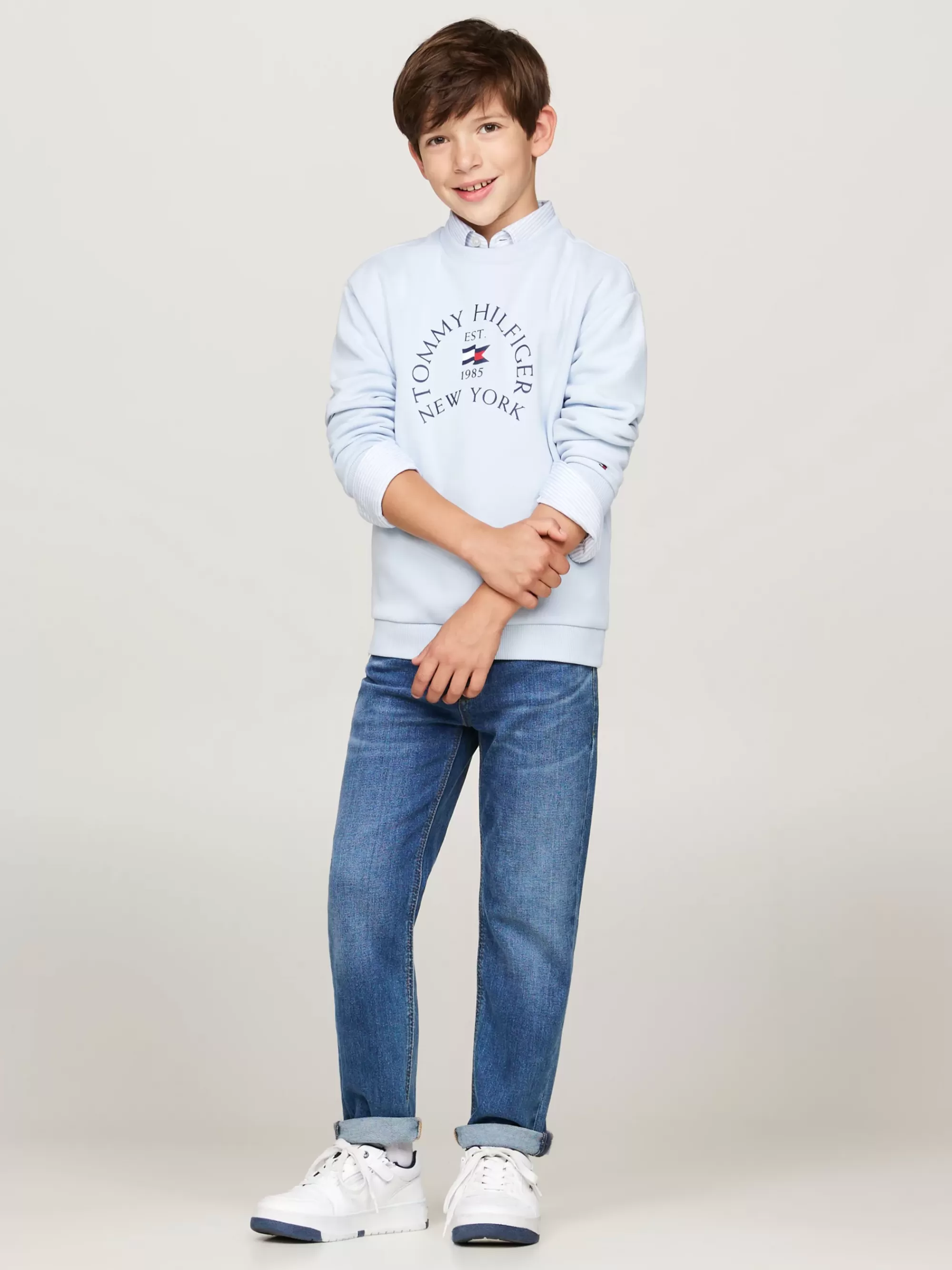Sweatshirts & Hoodies*Tommy Hilfiger Sweatshirt Met Ronde Hals En Logo BREEZY BLUE