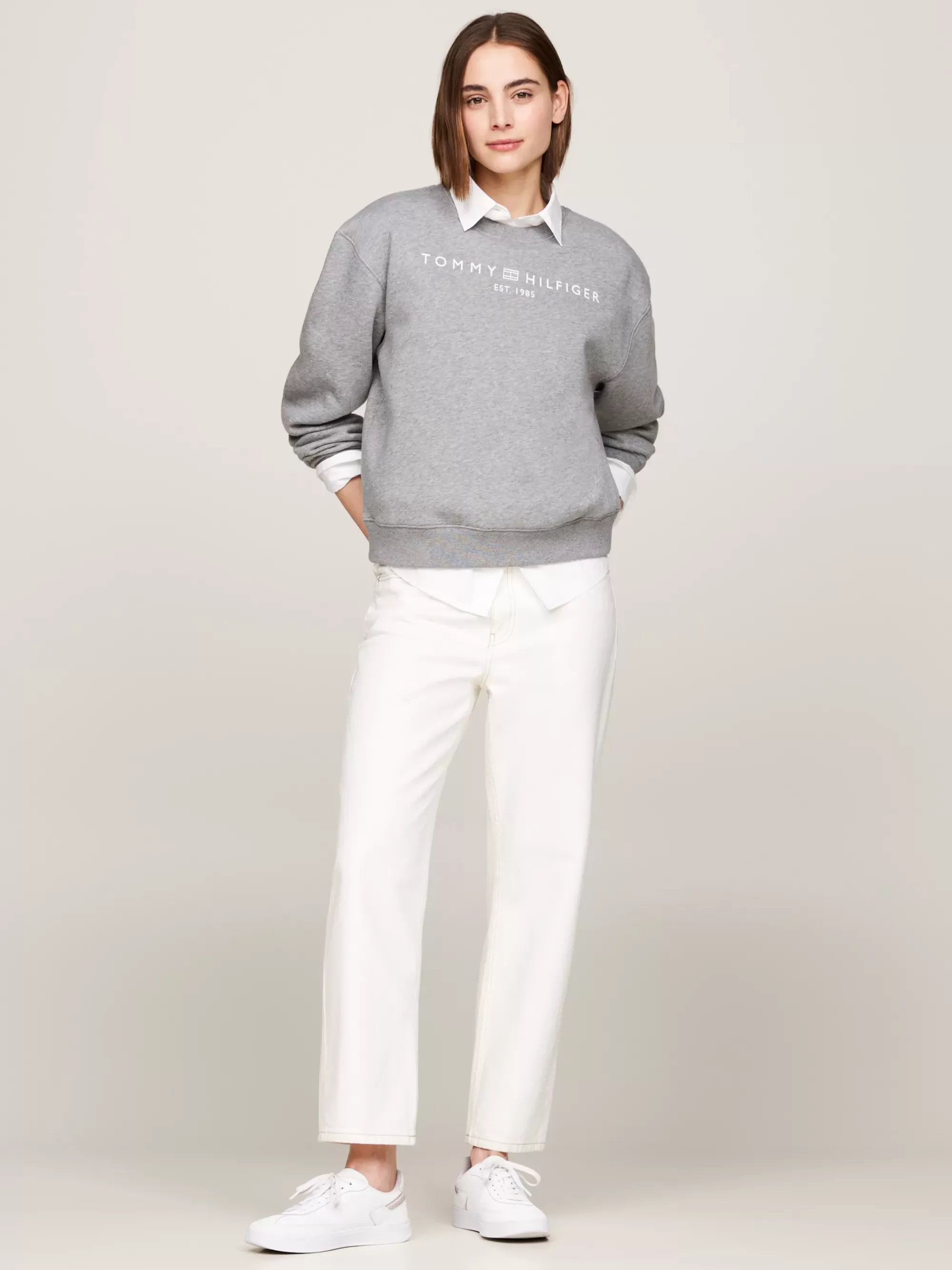 Sweatshirts & Hoodies*Tommy Hilfiger Sweatshirt Met Ronde Hals En Logo MEDIUM HEATHER GREY