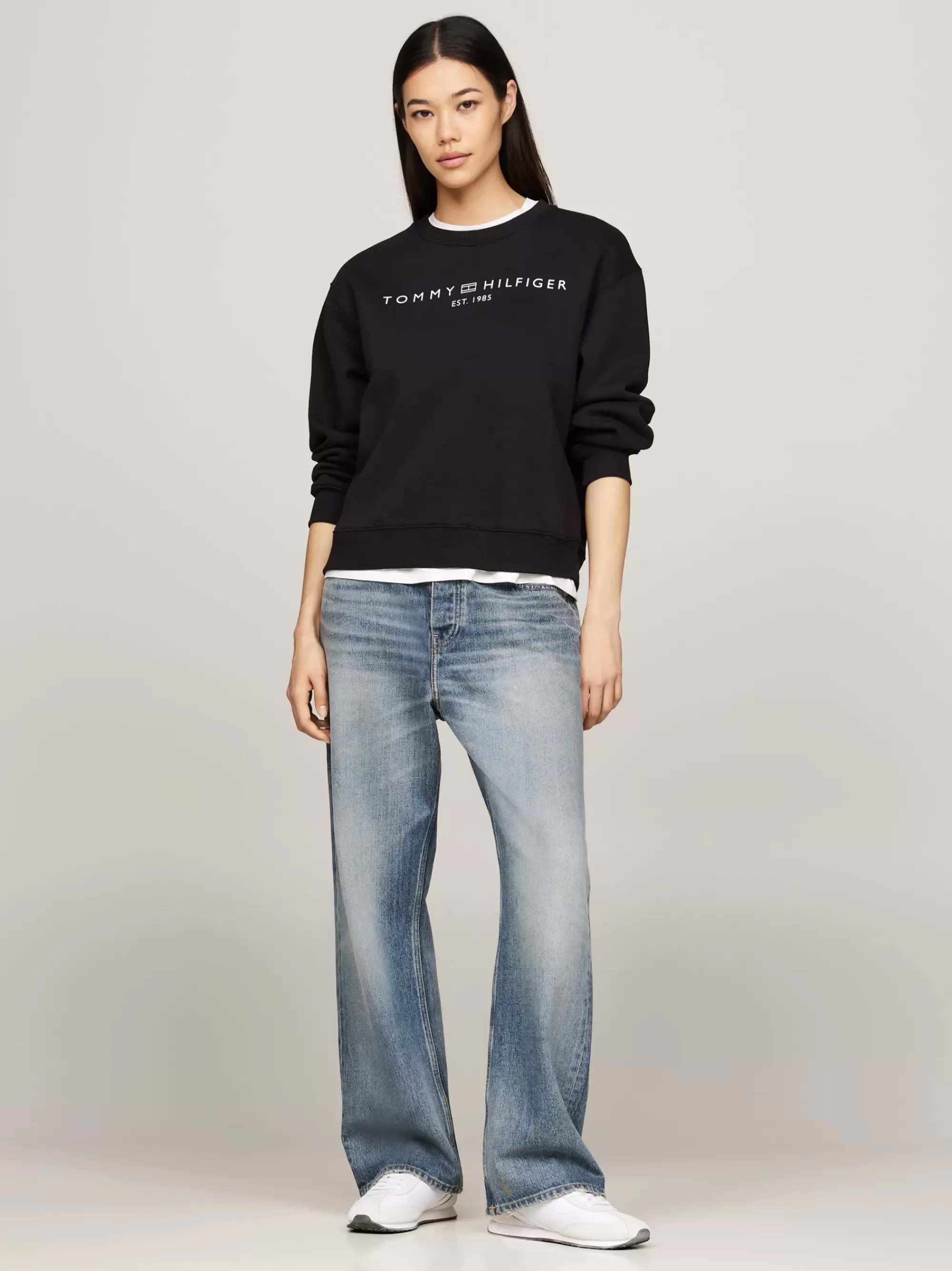 Sweatshirts & Hoodies*Tommy Hilfiger Sweatshirt Met Ronde Hals En Logo BLACK