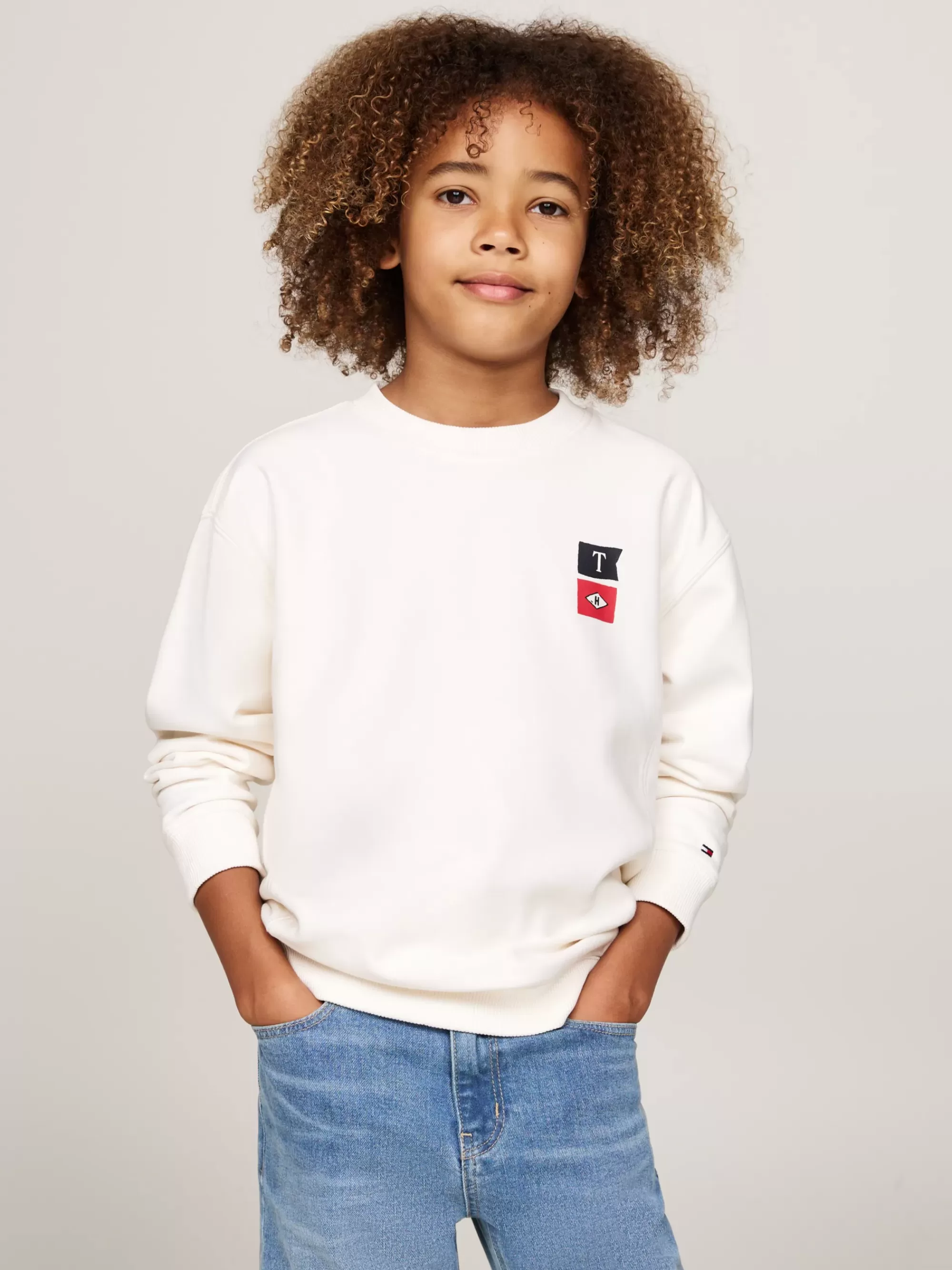Sweatshirts & Hoodies*Tommy Hilfiger Sweatshirt Met Ronde Hals En Ruglogo ANCIENT WHITE