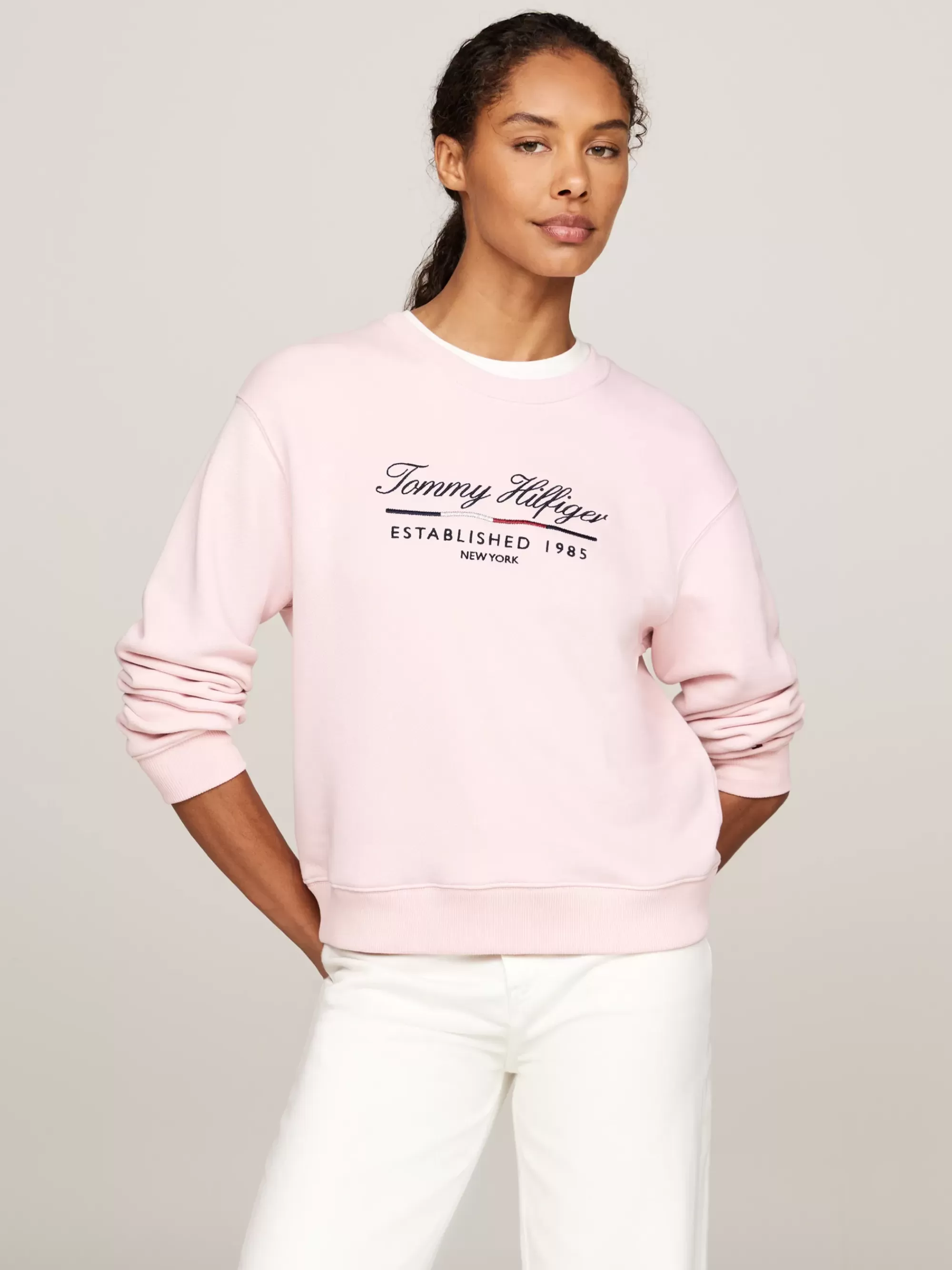 Sweatshirts & Hoodies*Tommy Hilfiger Sweatshirt Met Ronde Hals En Scriptlogo DELICATE PINK