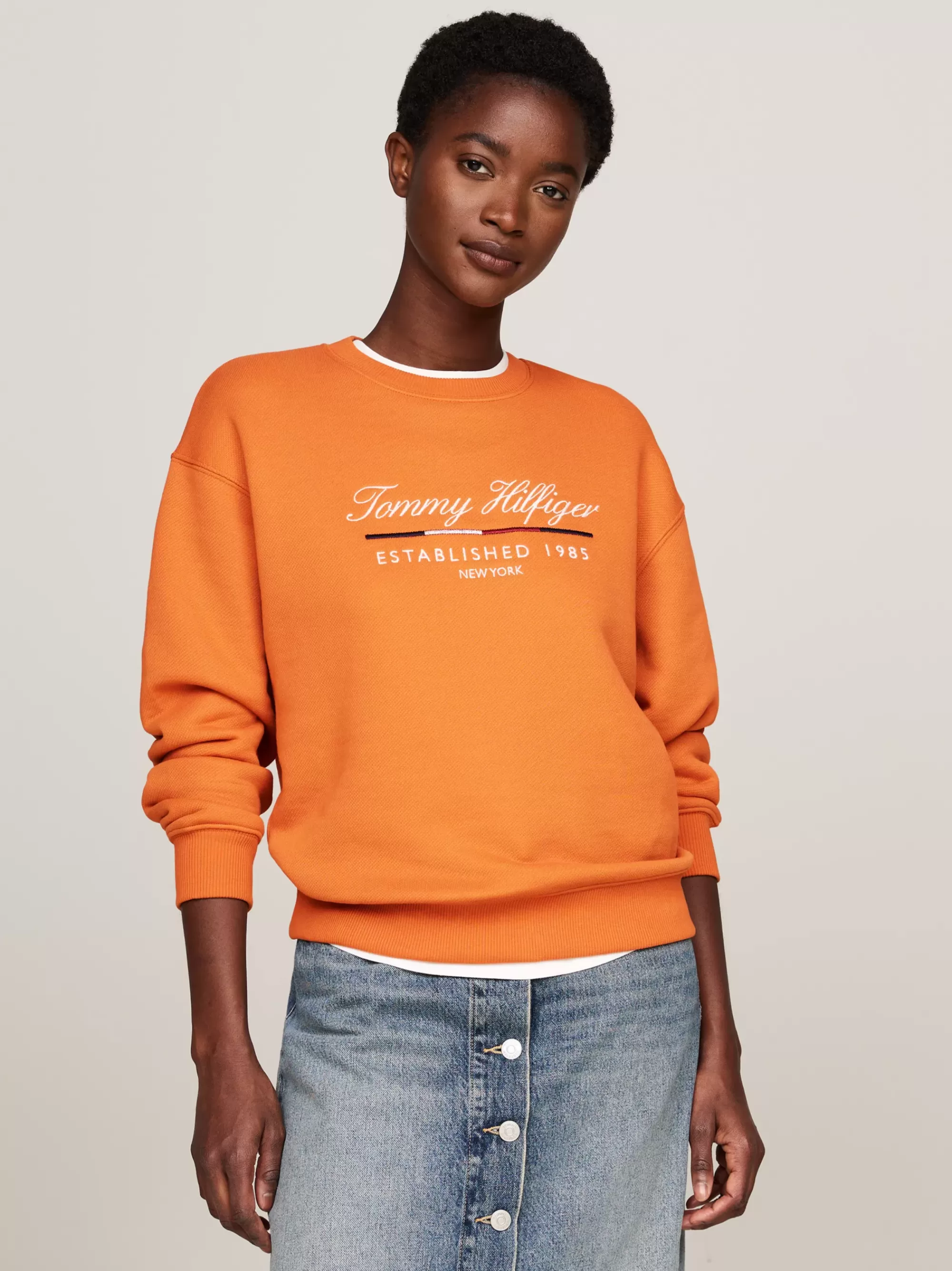 Sweatshirts & Hoodies*Tommy Hilfiger Sweatshirt Met Ronde Hals En Scriptlogo AUTUMN ORANGE