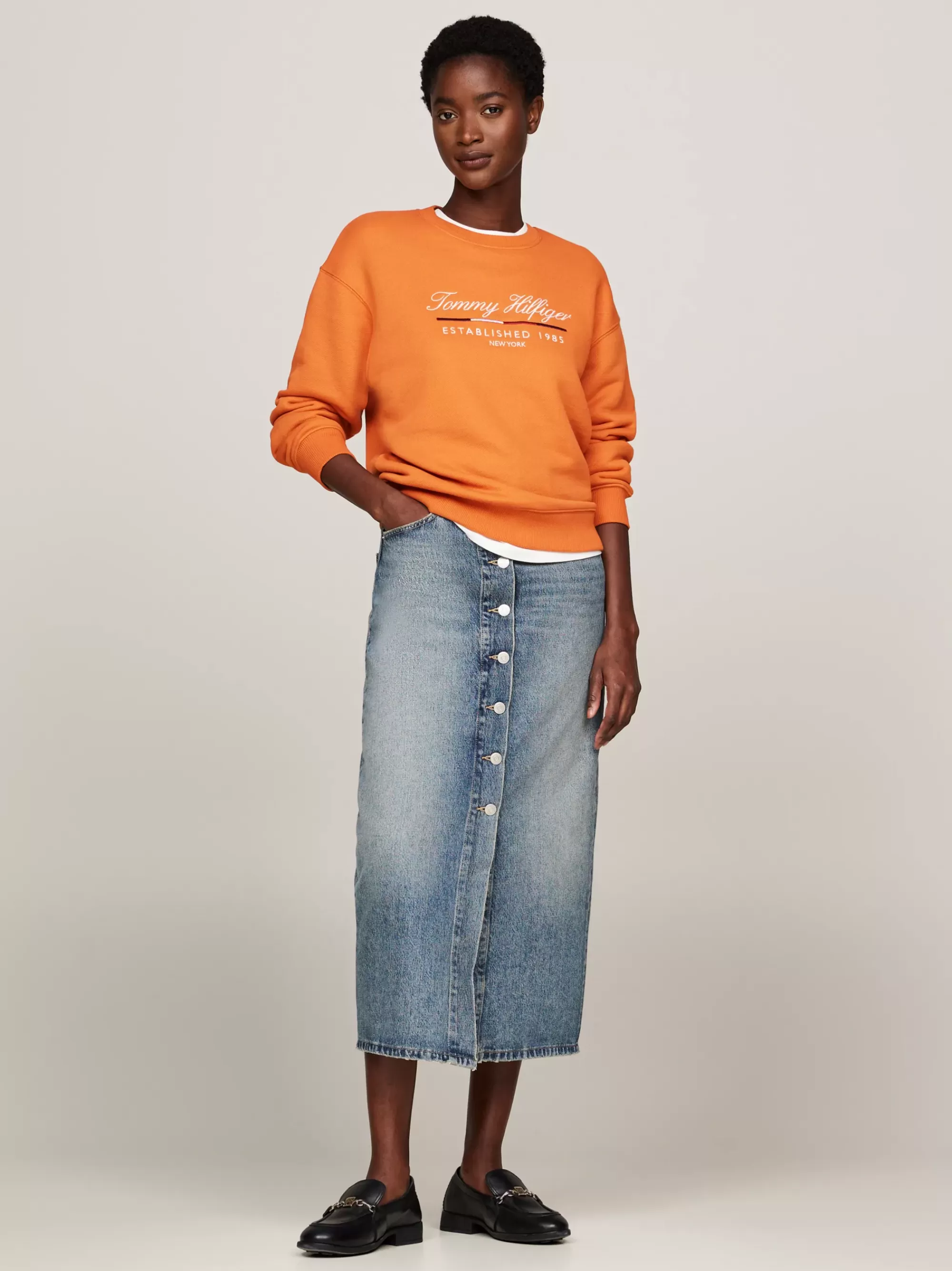 Sweatshirts & Hoodies*Tommy Hilfiger Sweatshirt Met Ronde Hals En Scriptlogo AUTUMN ORANGE