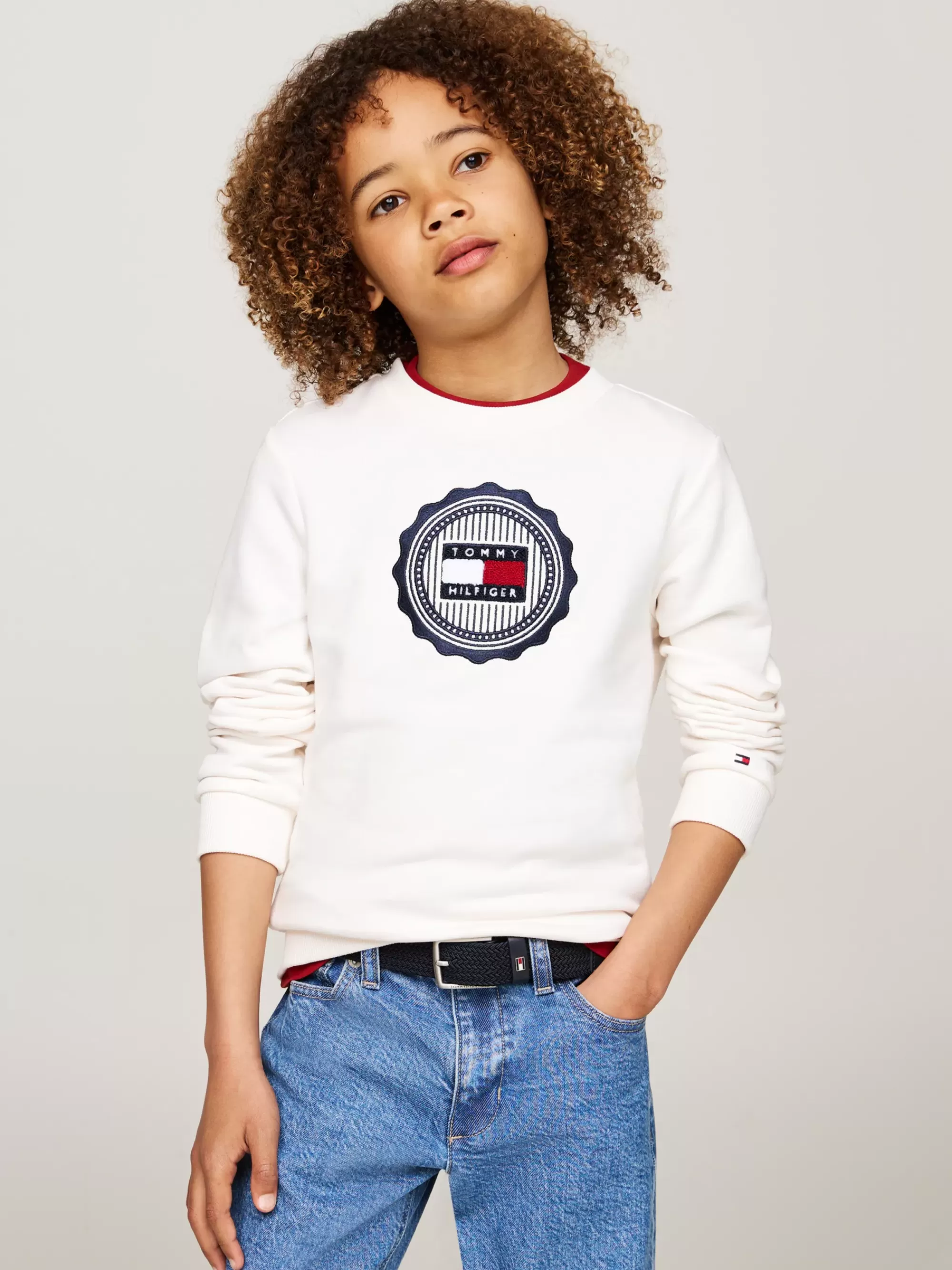 Sweatshirts & Hoodies*Tommy Hilfiger Sweatshirt Met Ronde Hals En Stempellogo ANCIENT WHITE