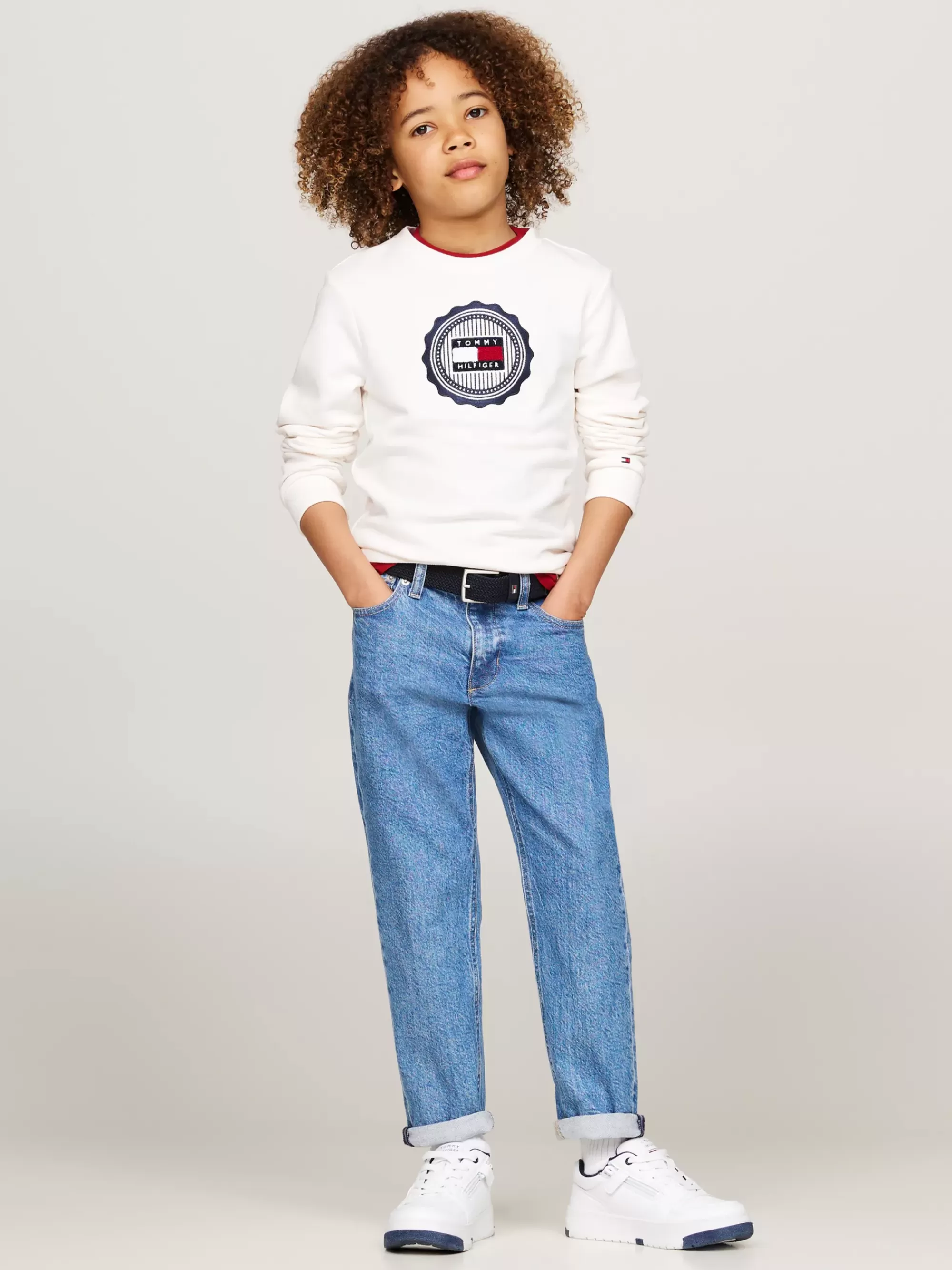 Sweatshirts & Hoodies*Tommy Hilfiger Sweatshirt Met Ronde Hals En Stempellogo ANCIENT WHITE