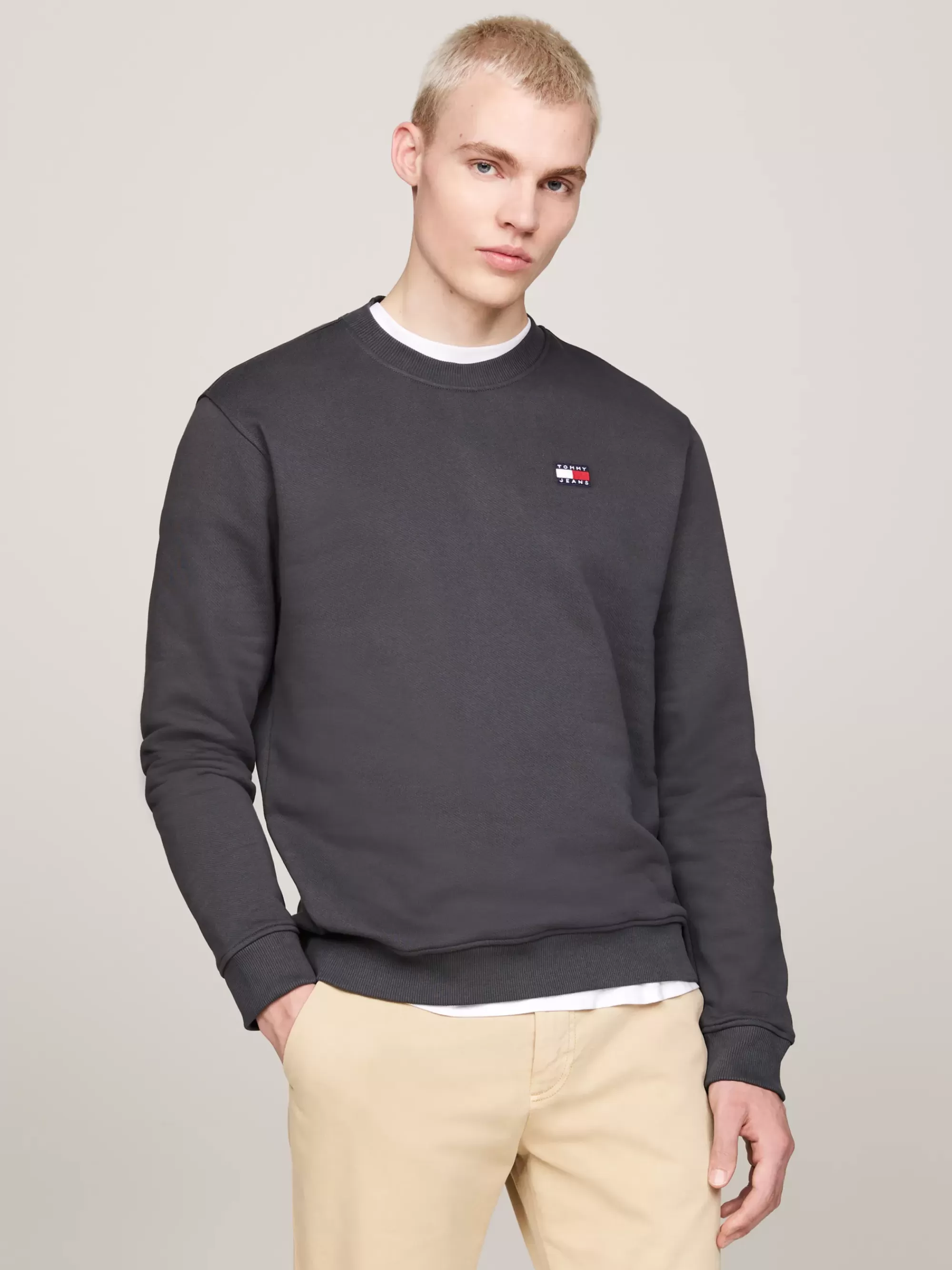 Sweatshirts & Hoodies*Tommy Hilfiger Sweatshirt Met Ronde Hals En Tommy-badge NEW CHARCOAL