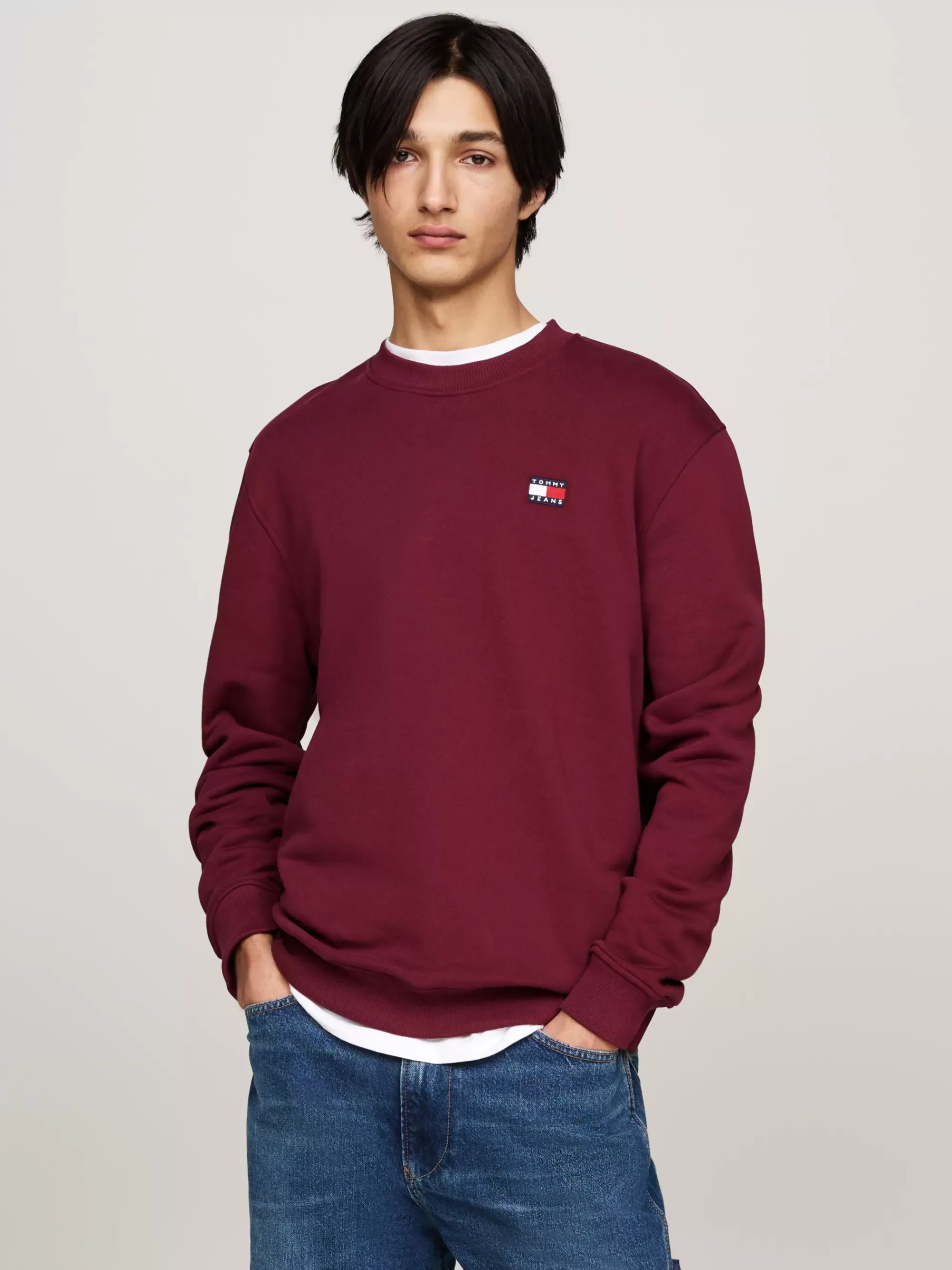 Sweatshirts & Hoodies*Tommy Hilfiger Sweatshirt Met Ronde Hals En Tommy-badge DEEP ROUGE