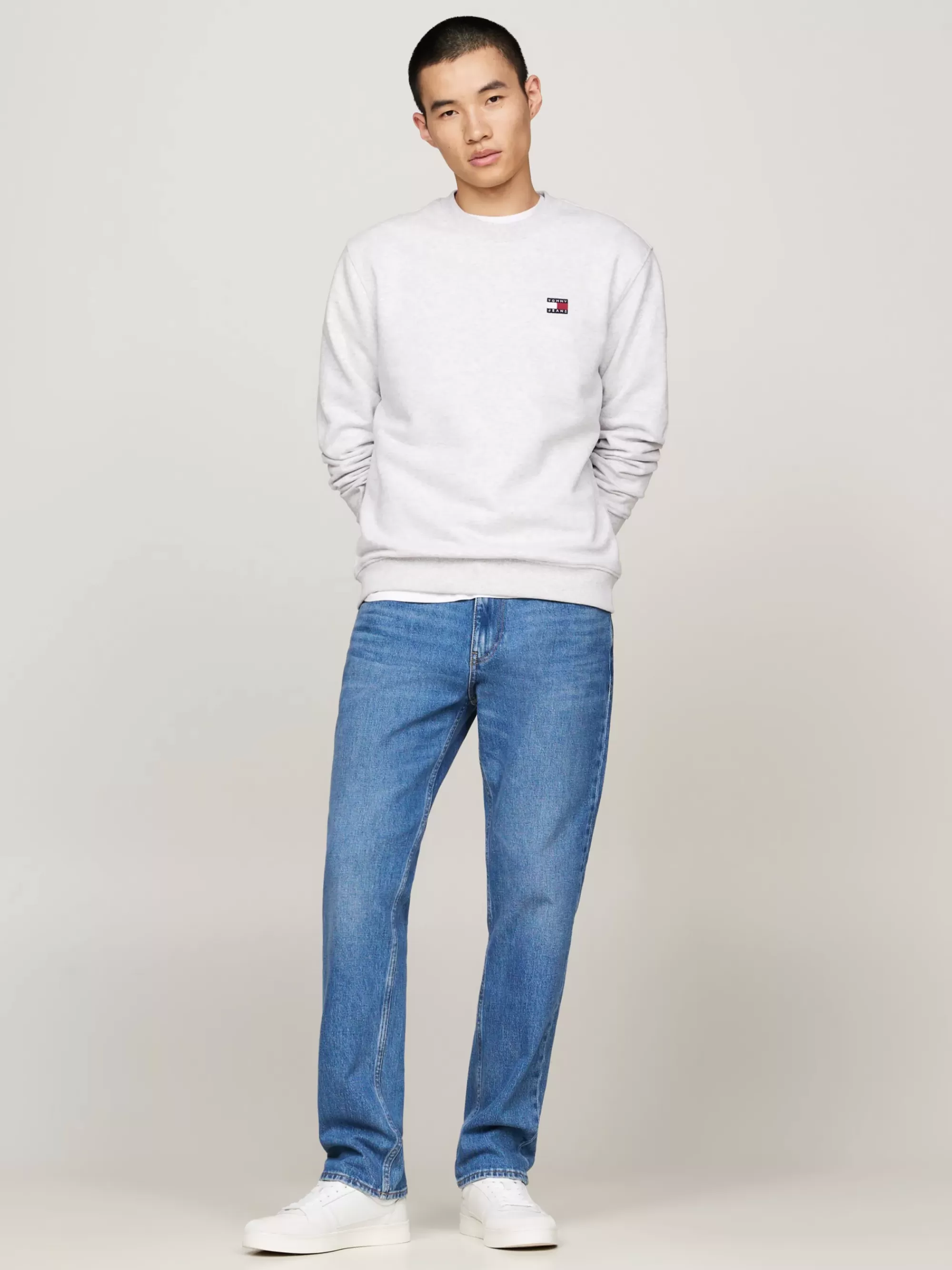 Sweatshirts & Hoodies*Tommy Hilfiger Sweatshirt Met Ronde Hals En Tommy-badge SILVER GREY HTR