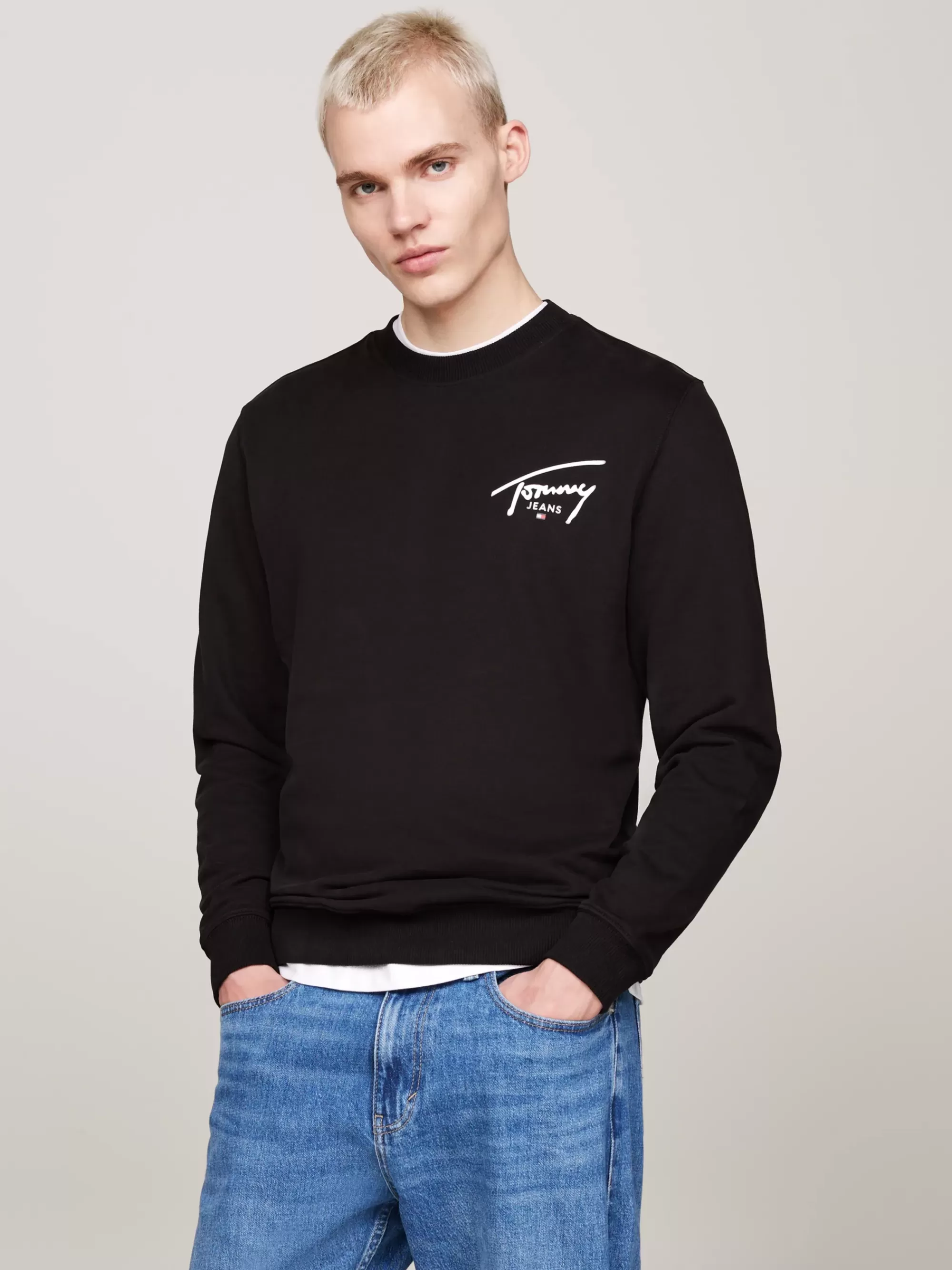 Sweatshirts & Hoodies*Tommy Hilfiger Sweatshirt Met Signature-logo Op De Rug BLACK