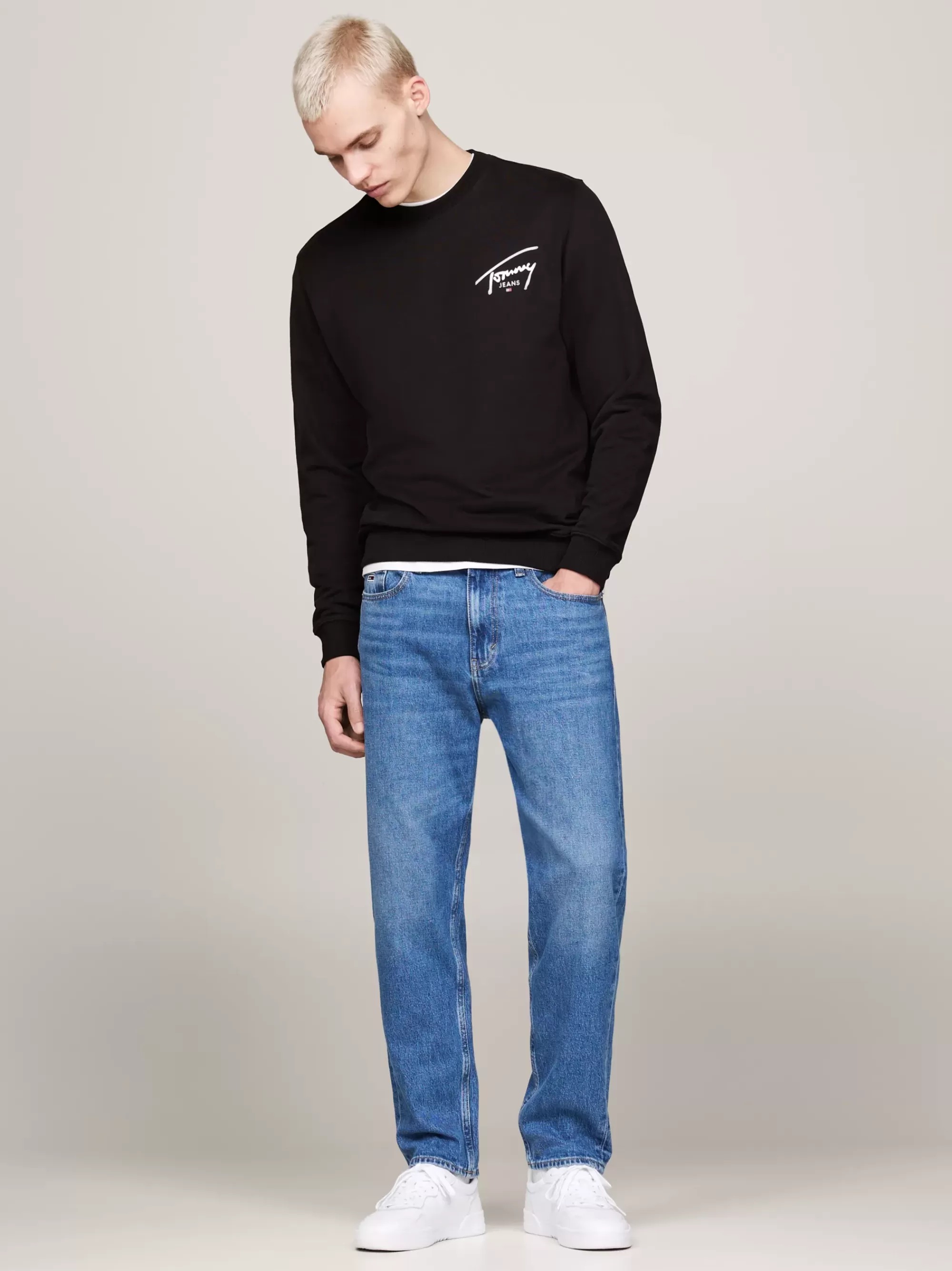 Sweatshirts & Hoodies*Tommy Hilfiger Sweatshirt Met Signature-logo Op De Rug BLACK