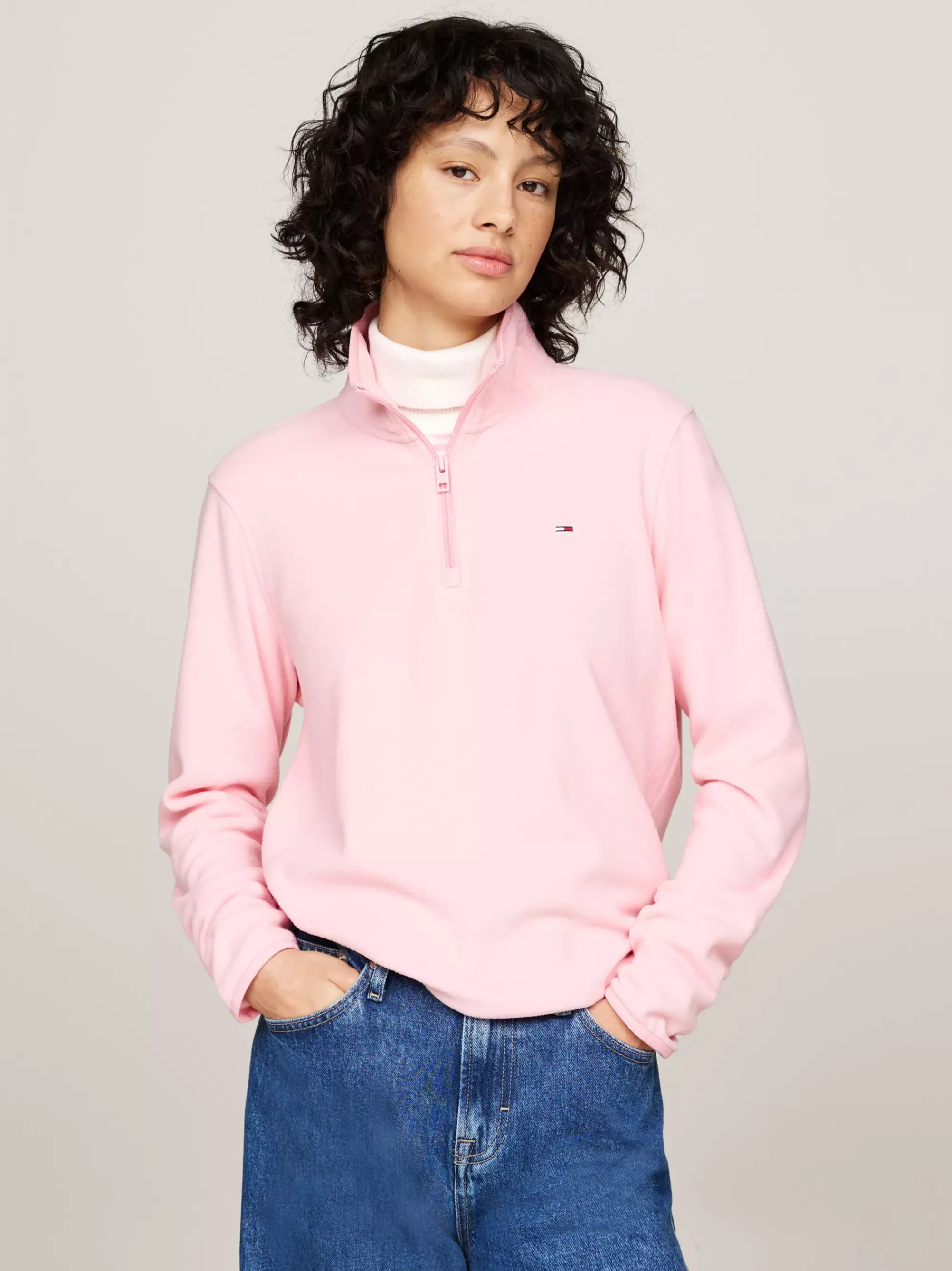 Sweatshirts & Hoodies*Tommy Hilfiger Sweatshirt Van Fleece Met 1/4 Rits BALLET PINK