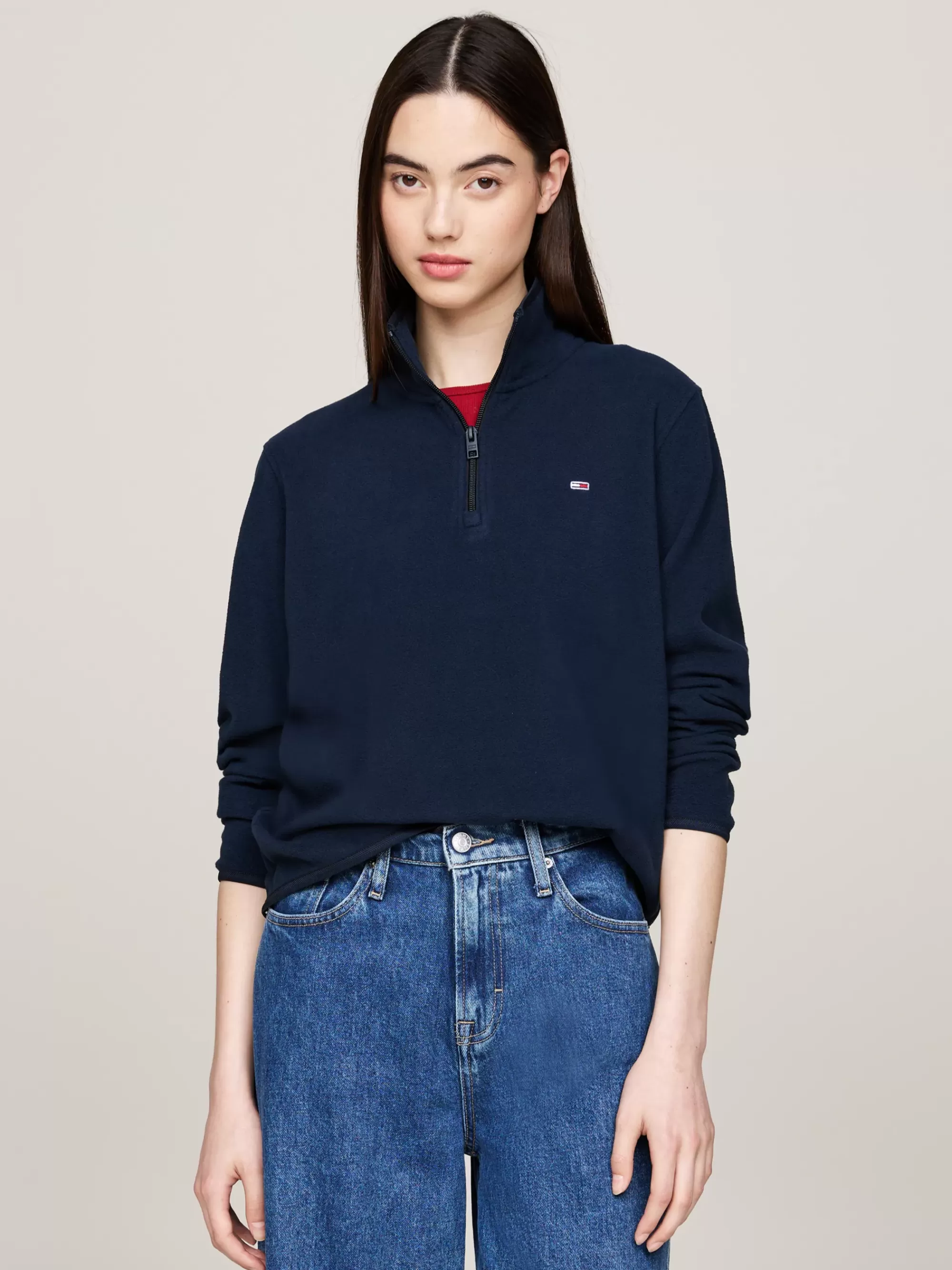 Sweatshirts & Hoodies*Tommy Hilfiger Sweatshirt Van Fleece Met 1/4 Rits DARK NIGHT NAVY