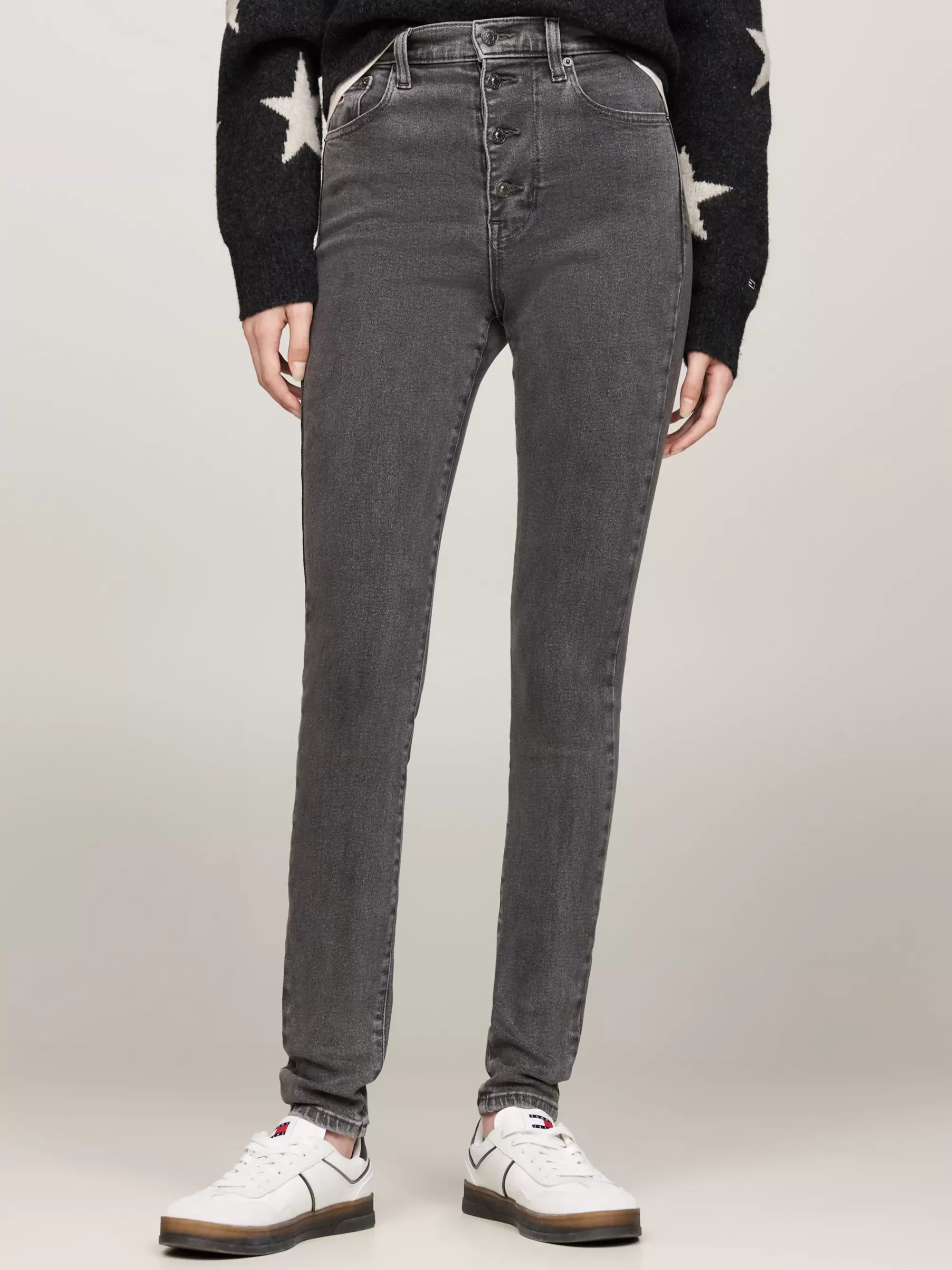 Jeans*Tommy Hilfiger Sylvia Zwarte Faded High Rise Skinny Jeans DENIM BLACK