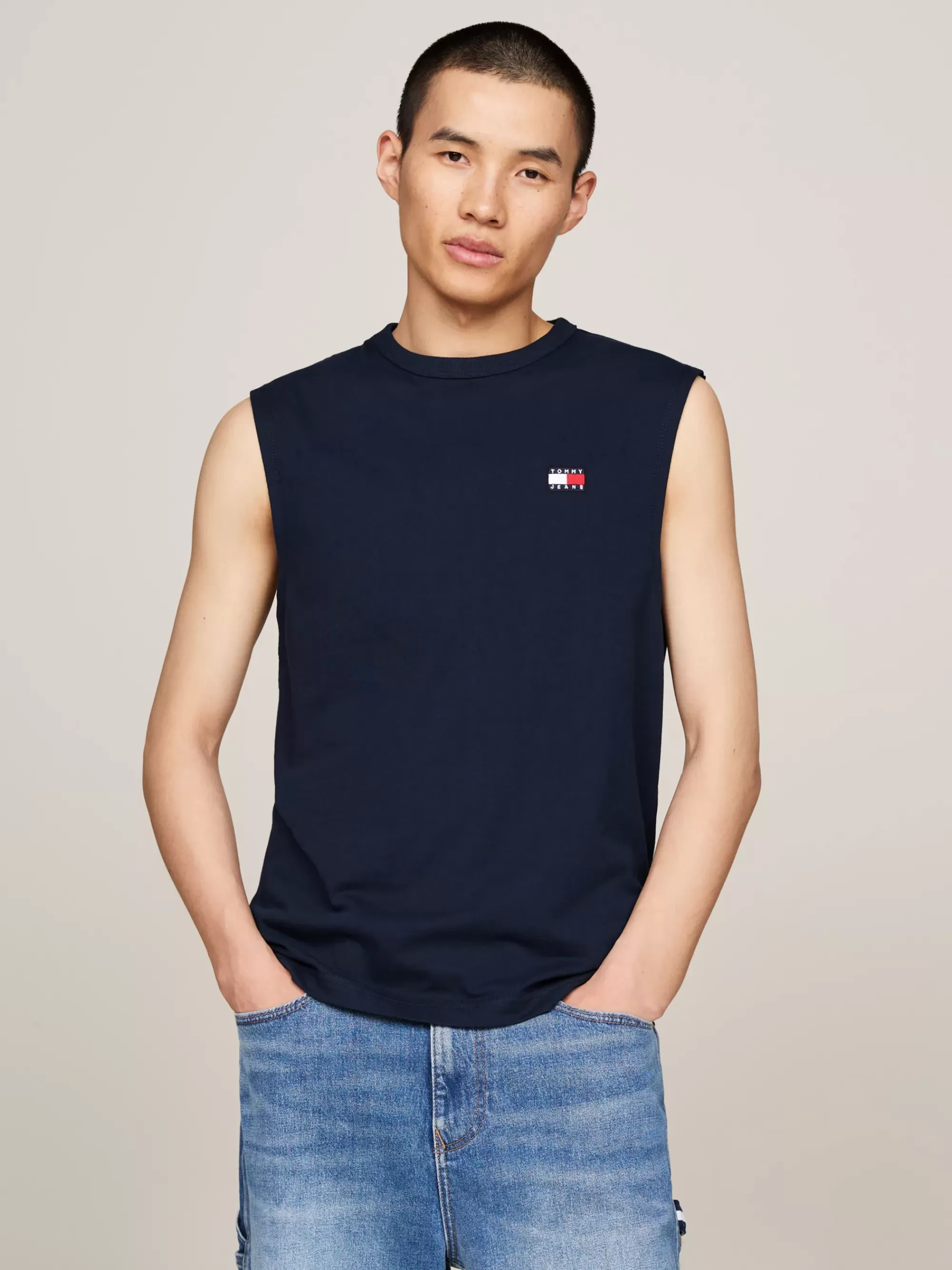Plus Size Kleding & Inclusieve Maten | T-Shirts*Tommy Hilfiger Tanktop Met Ronde Hals En Badge DARK NIGHT NAVY