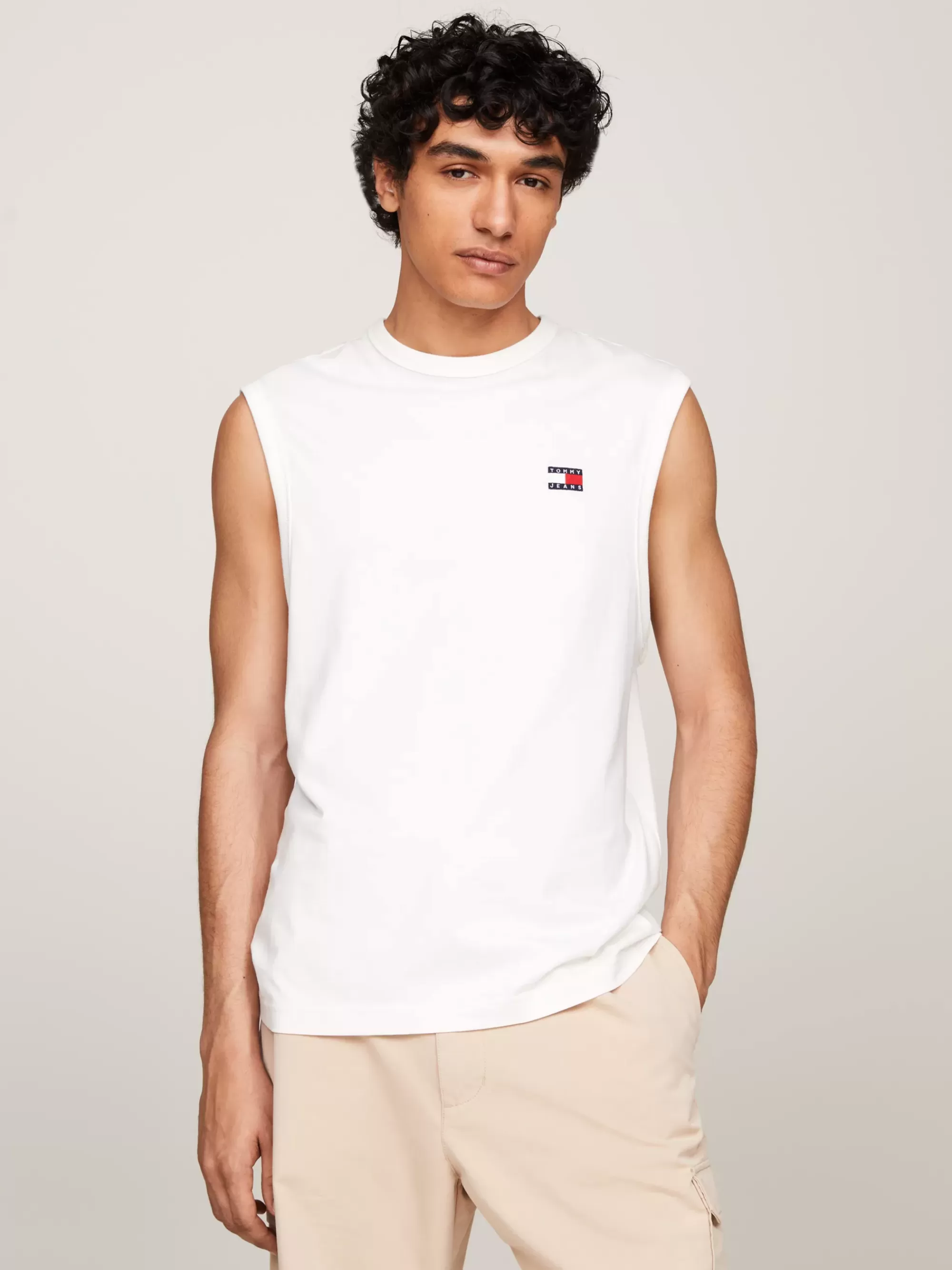 Plus Size Kleding & Inclusieve Maten | T-Shirts*Tommy Hilfiger Tanktop Met Ronde Hals En Badge ANCIENT WHITE