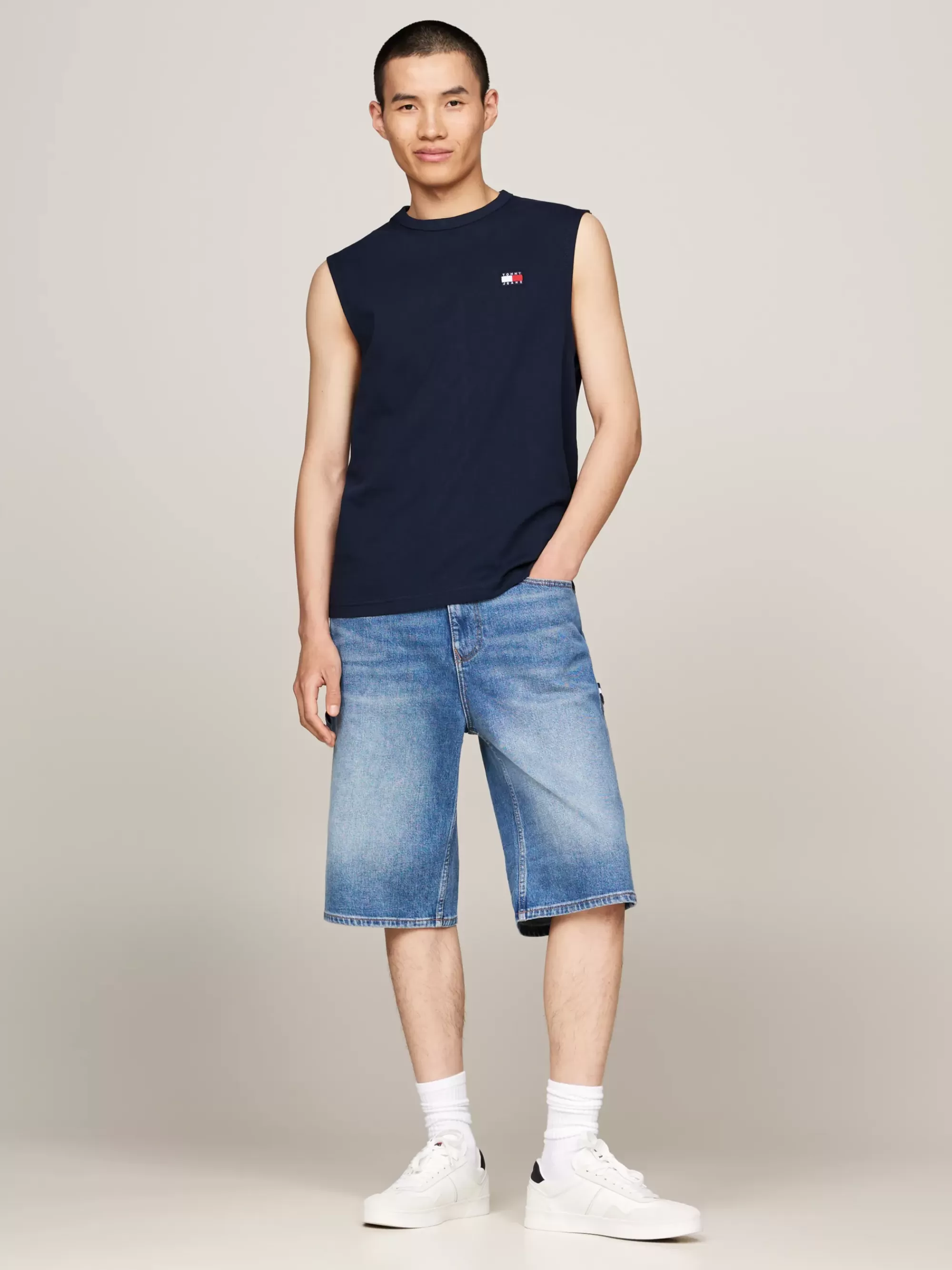 Plus Size Kleding & Inclusieve Maten | T-Shirts*Tommy Hilfiger Tanktop Met Ronde Hals En Badge DARK NIGHT NAVY
