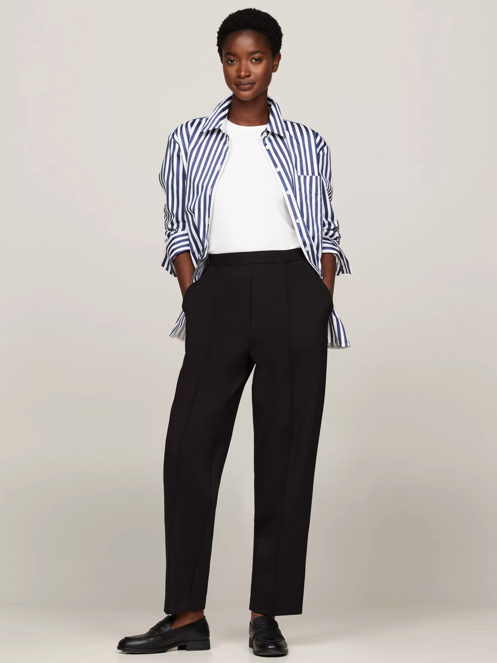 Broeken*Tommy Hilfiger Tapered Broek Met Metalen Vlag BLACK