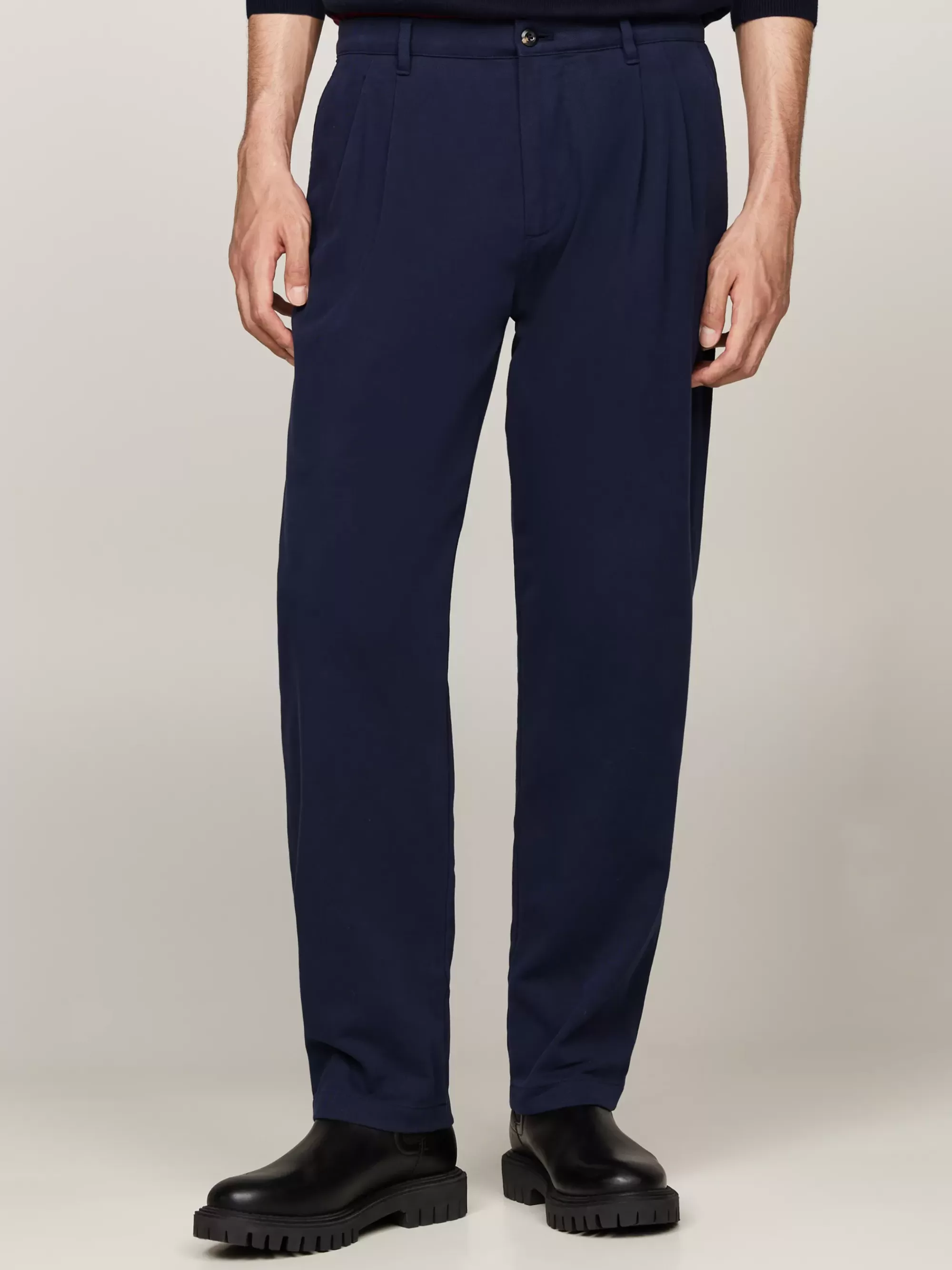 Broeken*Tommy Hilfiger Tapered Chino Van Geborstelde Twill DESERT SKY