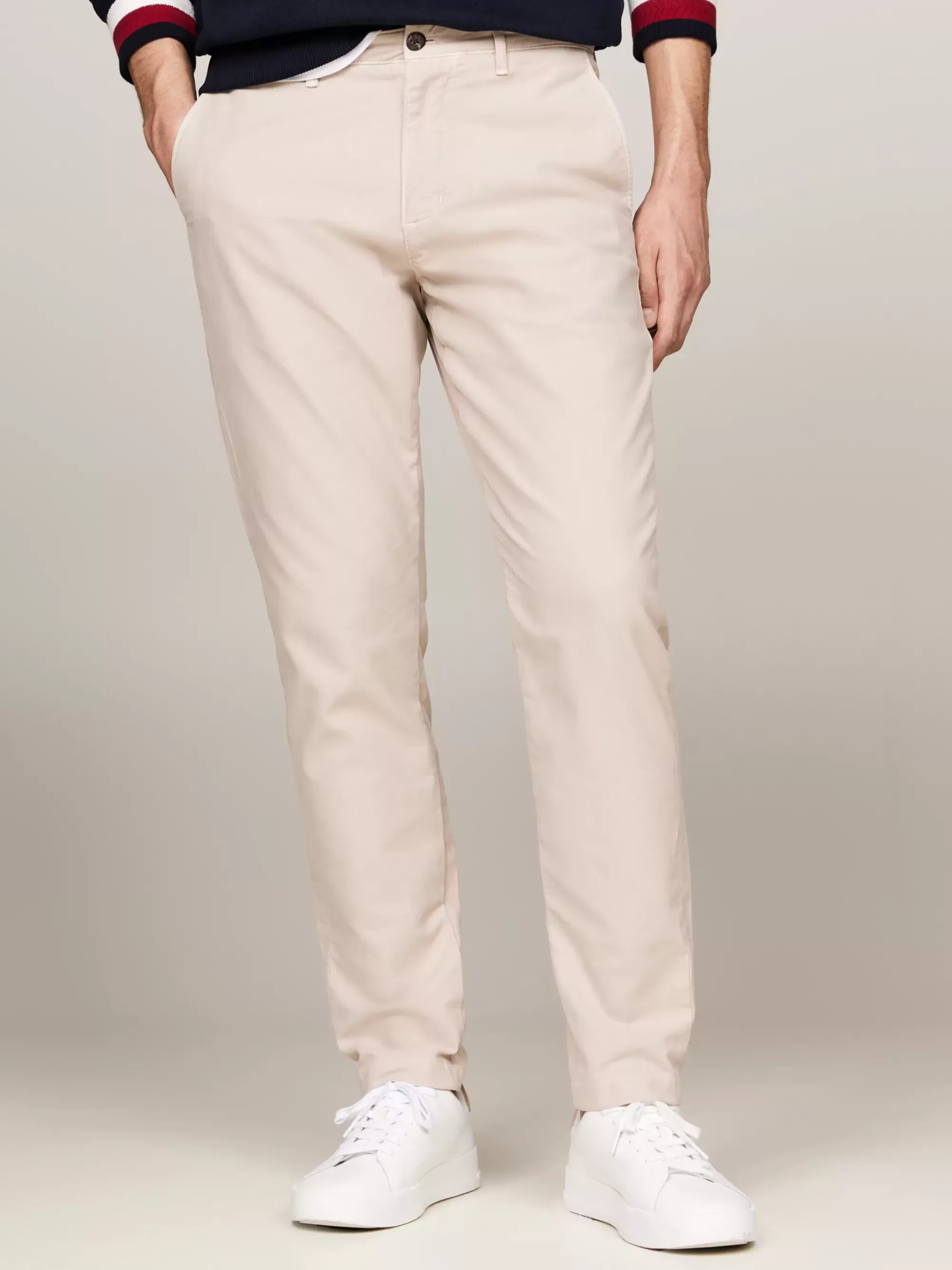 Broeken*Tommy Hilfiger Tapered Chino Van Stretchgabardine CLASSIC BEIGE