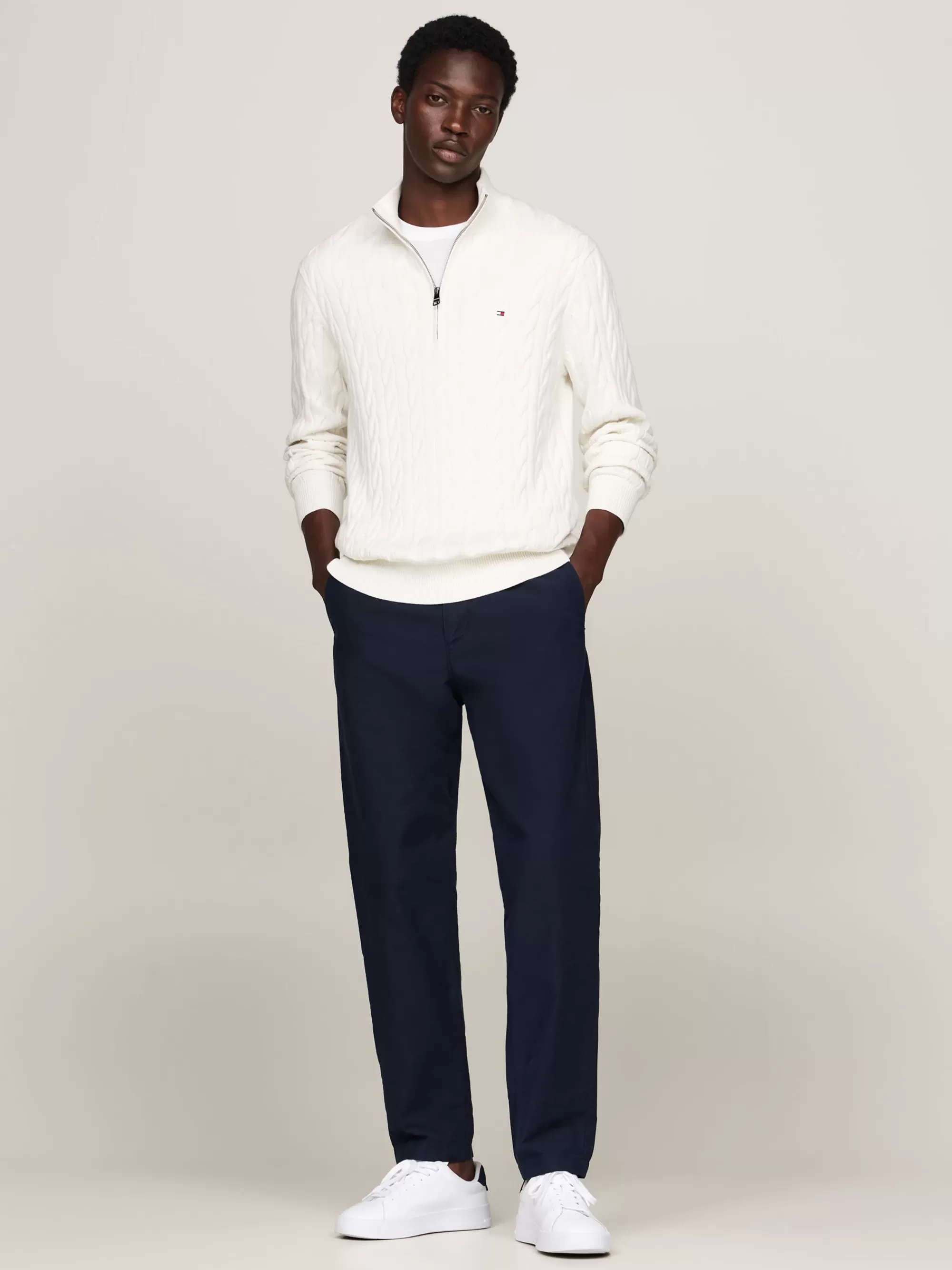 Broeken*Tommy Hilfiger Tapered Chino Van Stretchgabardine DESERT SKY