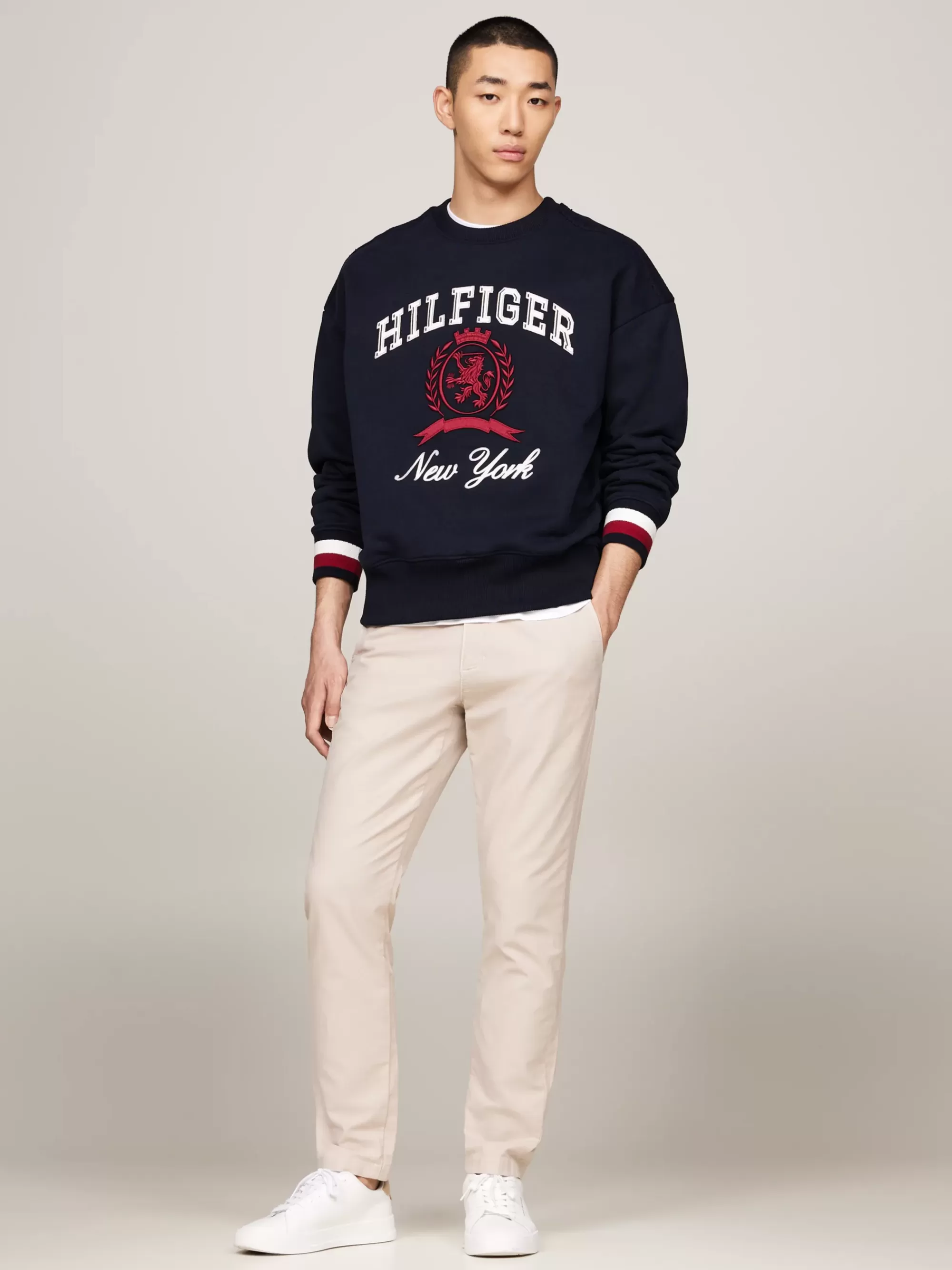 Broeken*Tommy Hilfiger Tapered Chino Van Stretchgabardine CLASSIC BEIGE