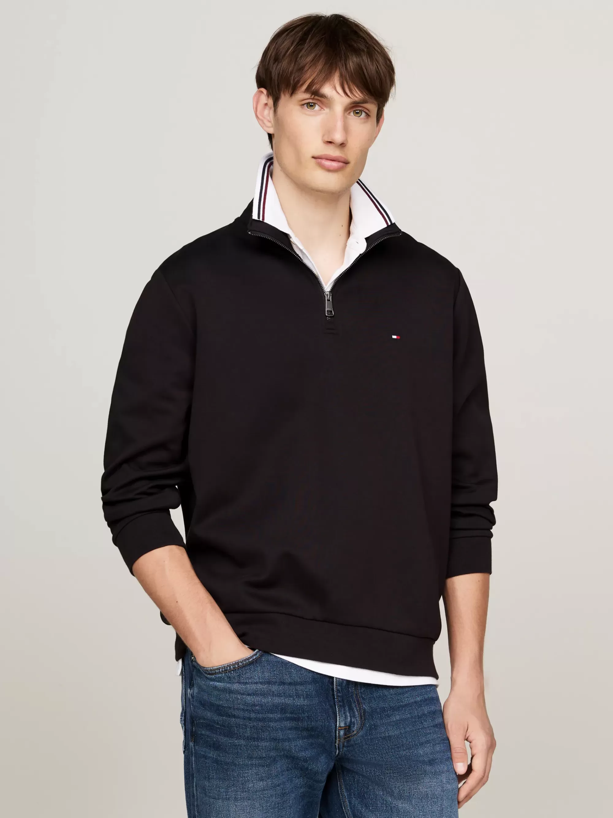 Sweatshirts & Hoodies*Tommy Hilfiger Technisch Gebreid Sweatshirt Met 1/4-rits BLACK