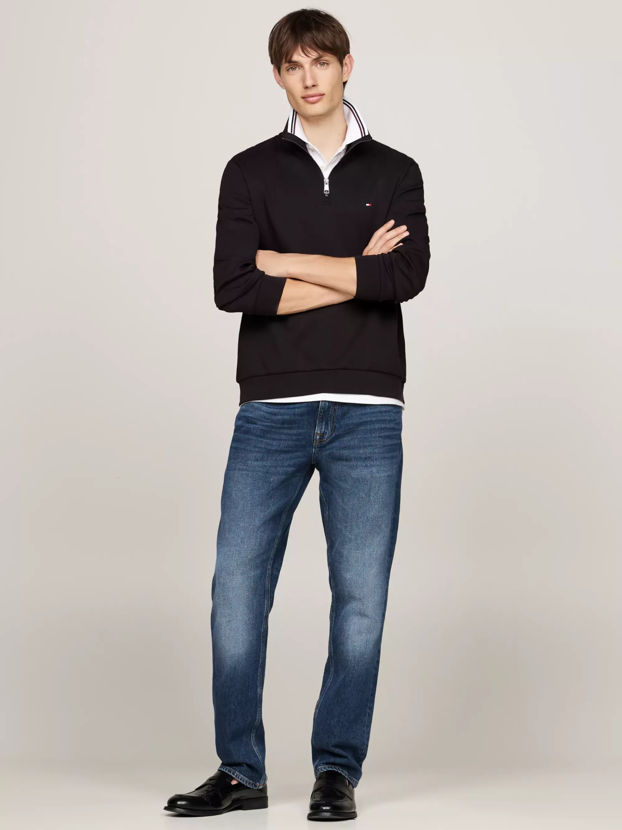 Sweatshirts & Hoodies*Tommy Hilfiger Technisch Gebreid Sweatshirt Met 1/4-rits BLACK