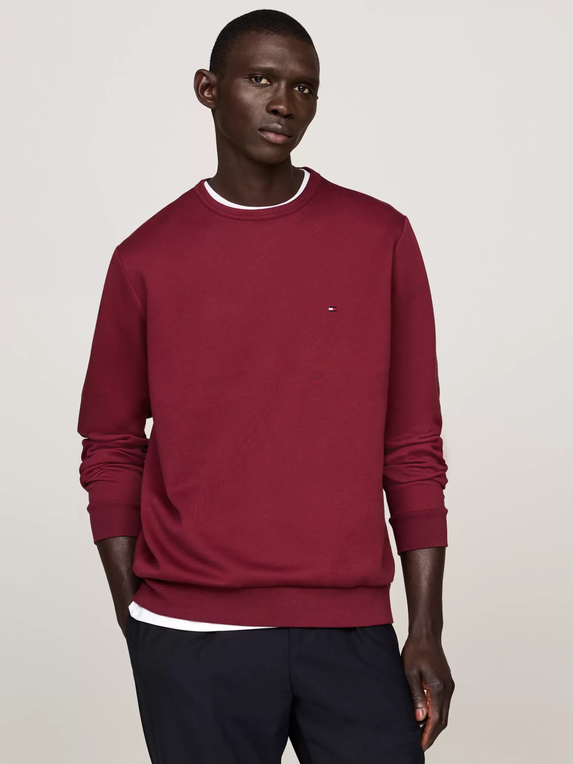 Sweatshirts & Hoodies*Tommy Hilfiger Technisch Gebreid Sweatshirt Met Ronde Hals DEEP ROUGE