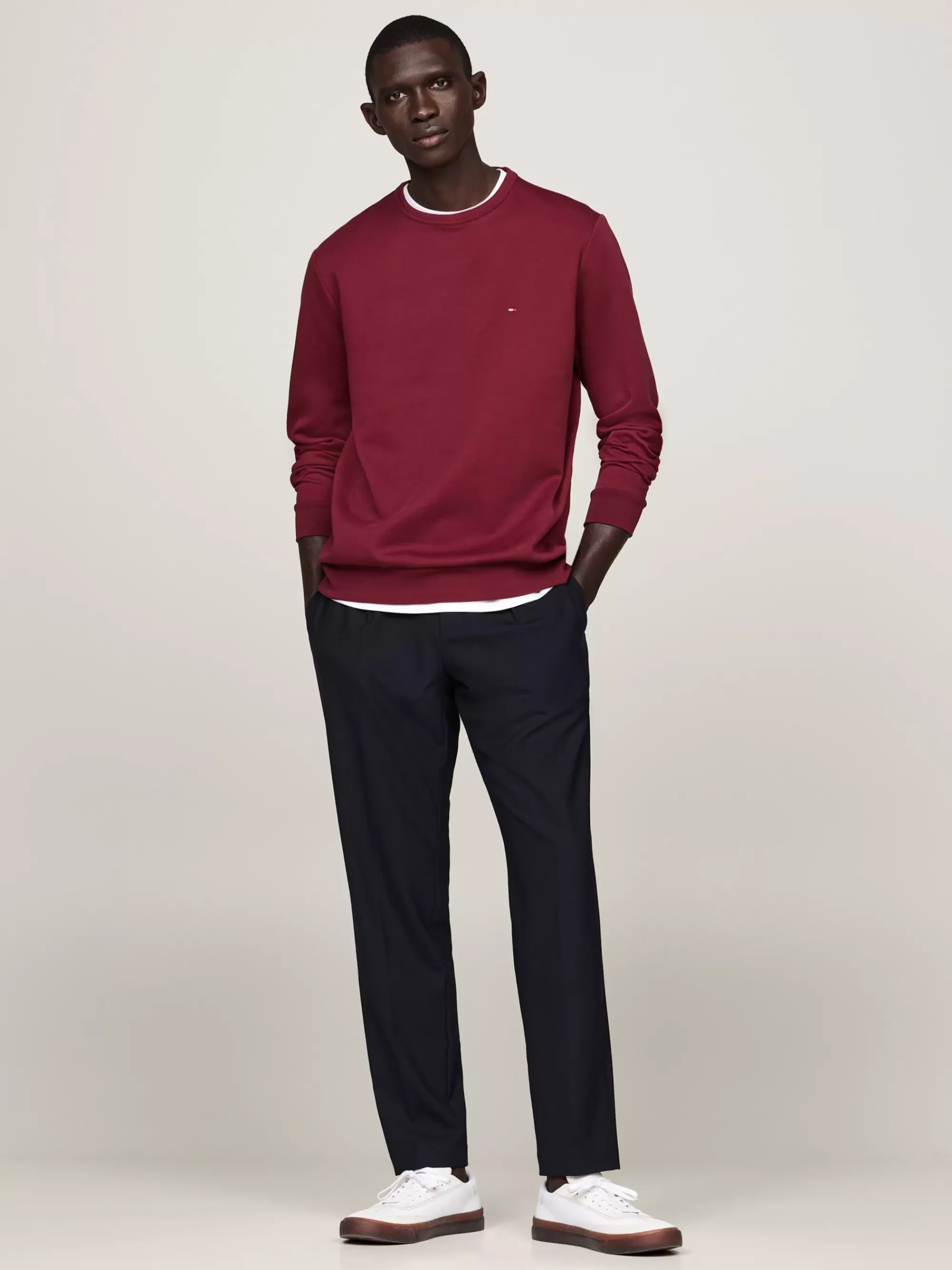 Sweatshirts & Hoodies*Tommy Hilfiger Technisch Gebreid Sweatshirt Met Ronde Hals DEEP ROUGE