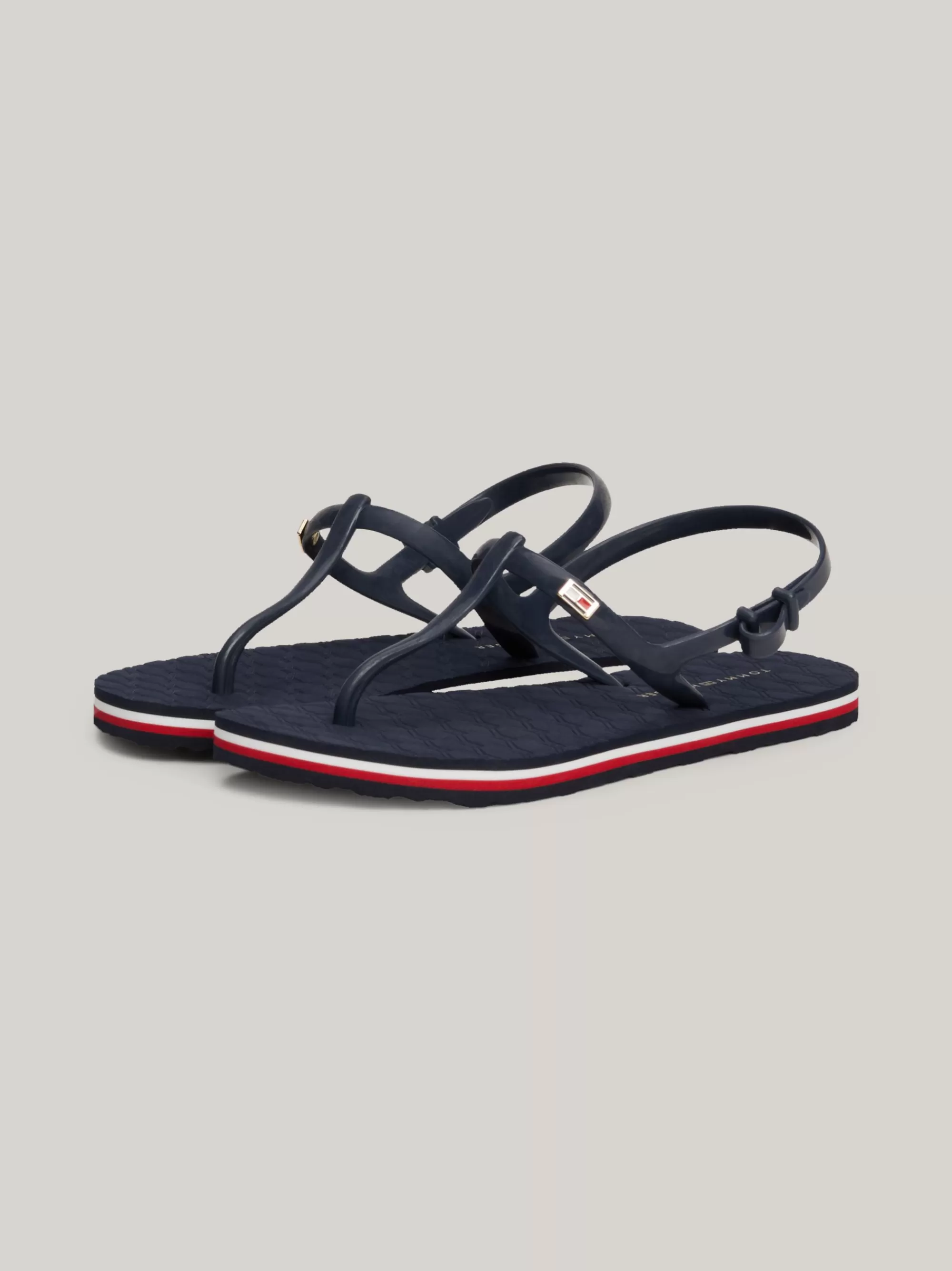 Sandalen*Tommy Hilfiger Teenslipper Met Enkelbandje En Vlag SPACE BLUE