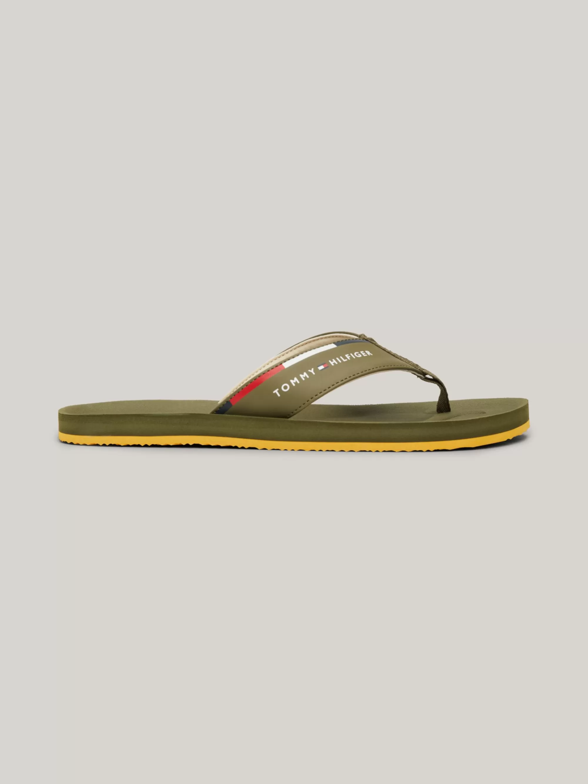 Sandalen & Flip Flops*Tommy Hilfiger Teenslipper Met Logo Op De Band UTILITY OLIVE