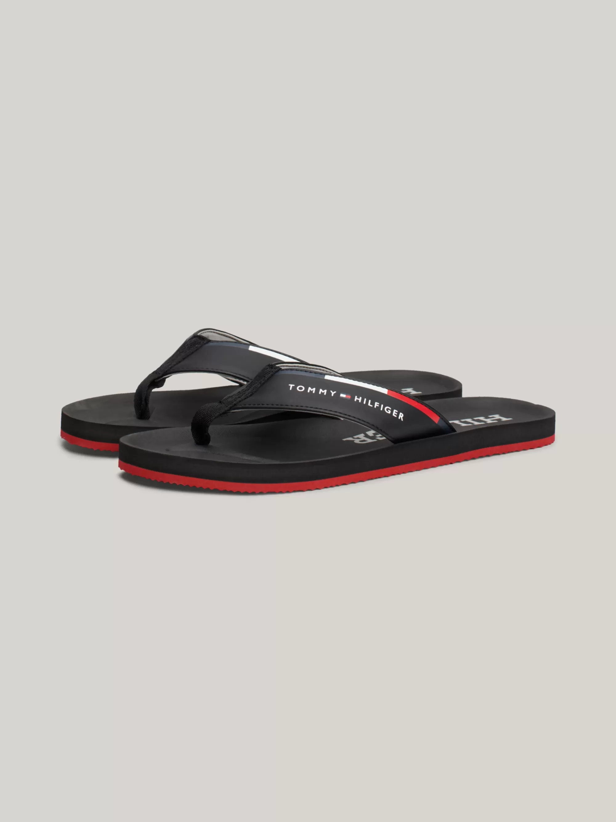Sandalen & Flip Flops*Tommy Hilfiger Teenslipper Met Logo Op De Band BLACK