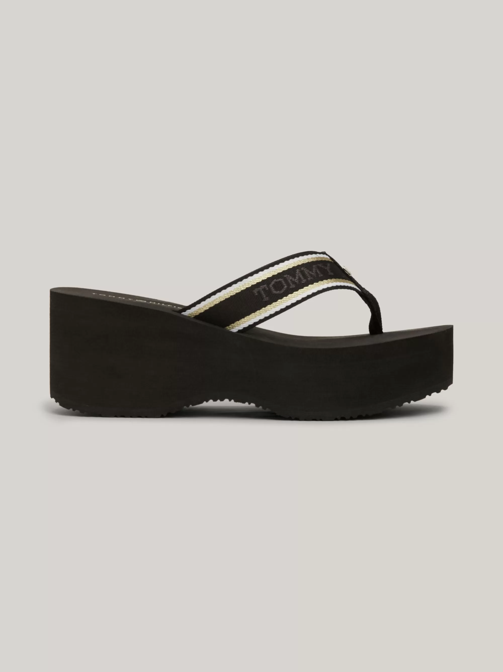 Sandalen*Tommy Hilfiger Teenslipper Met Plateauzool En Logo BLACK