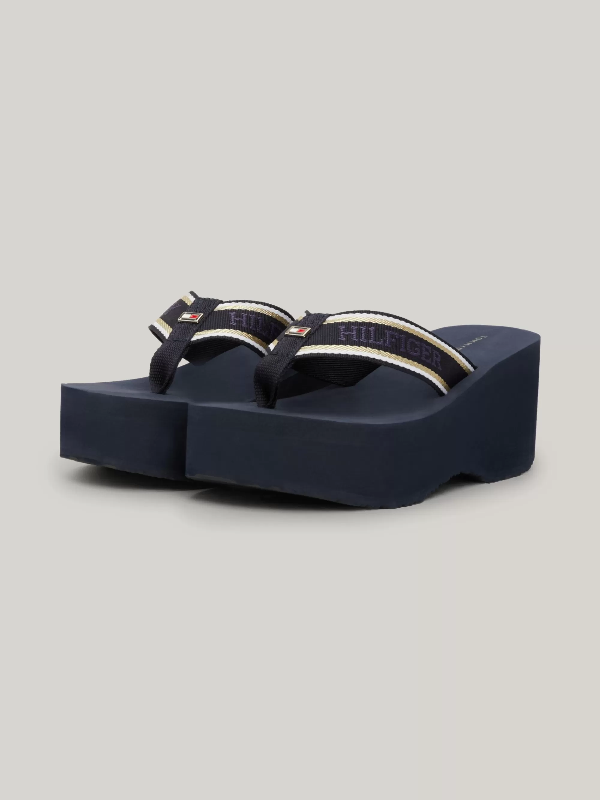 Sandalen*Tommy Hilfiger Teenslipper Met Plateauzool En Logo SPACE BLUE