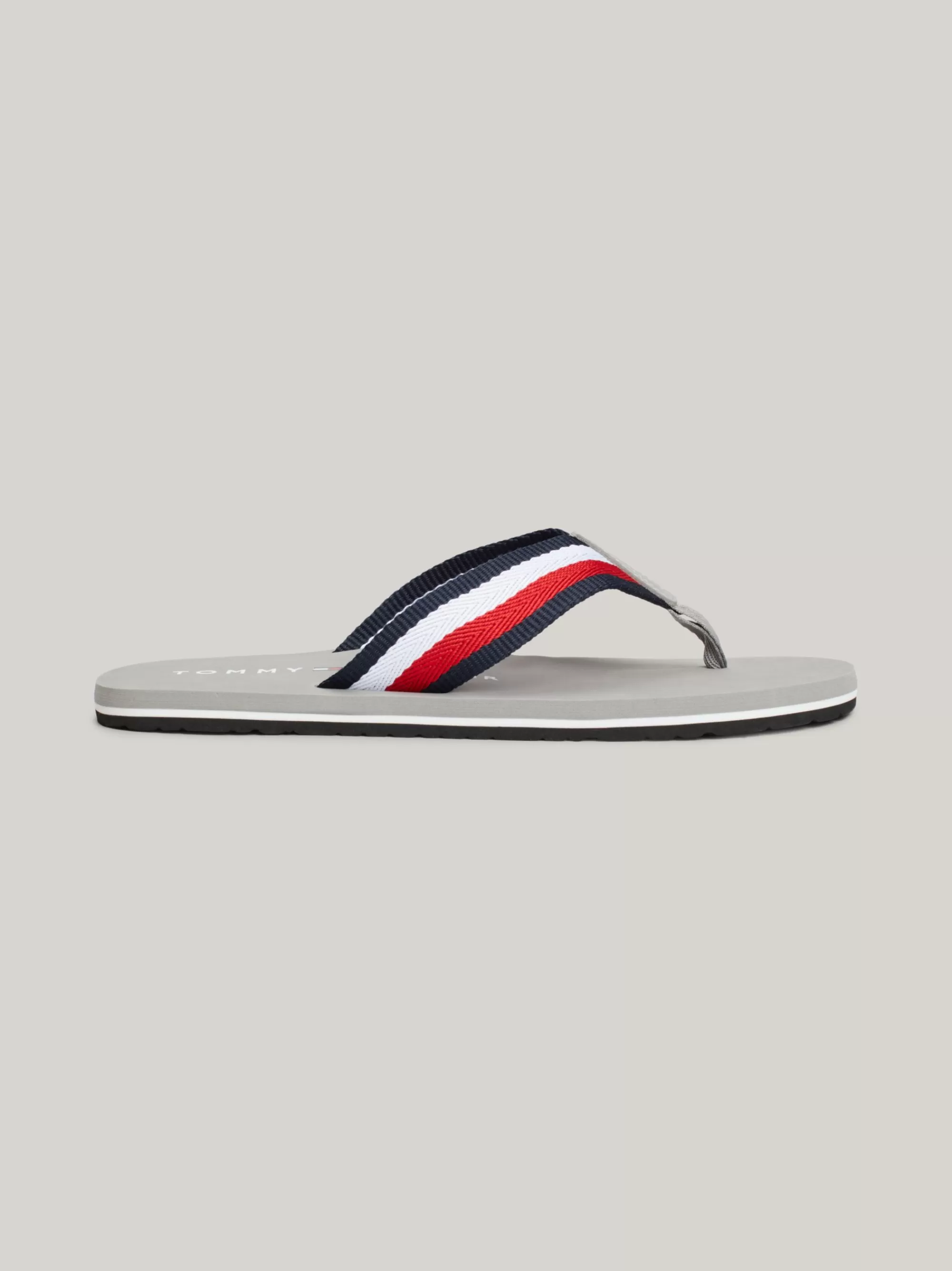 Sandalen & Flip Flops*Tommy Hilfiger Teenslipper Met Signature-tape ANTIQUE SILVER