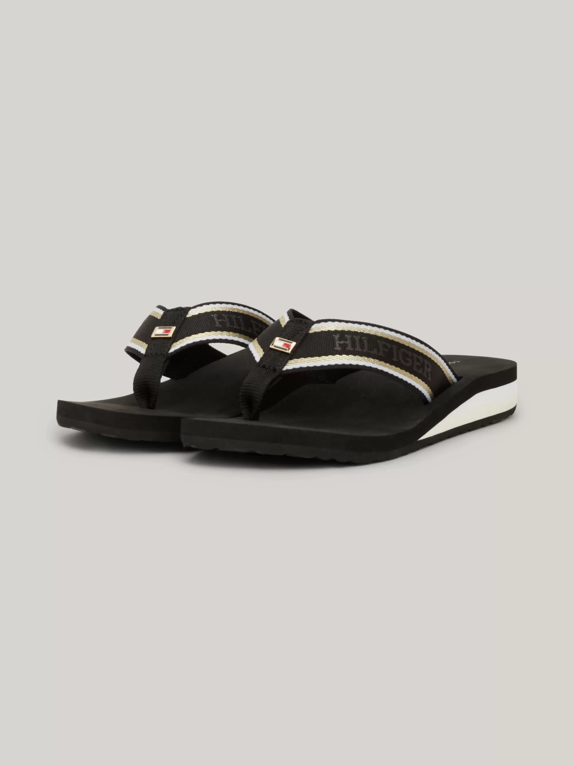 Sandalen*Tommy Hilfiger Teenslipper Met Webbing Band Met Logo BLACK