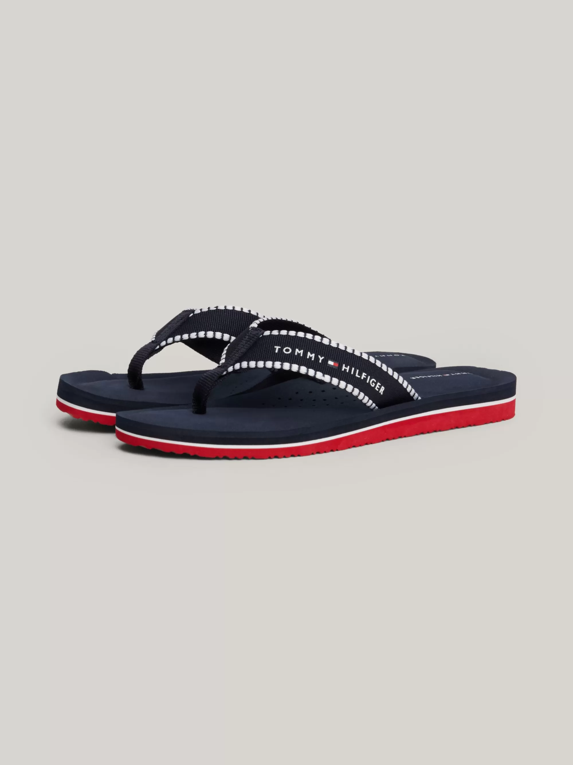 Sandalen*Tommy Hilfiger Teenslipper Met Webbing Band Met Logo SPACE BLUE