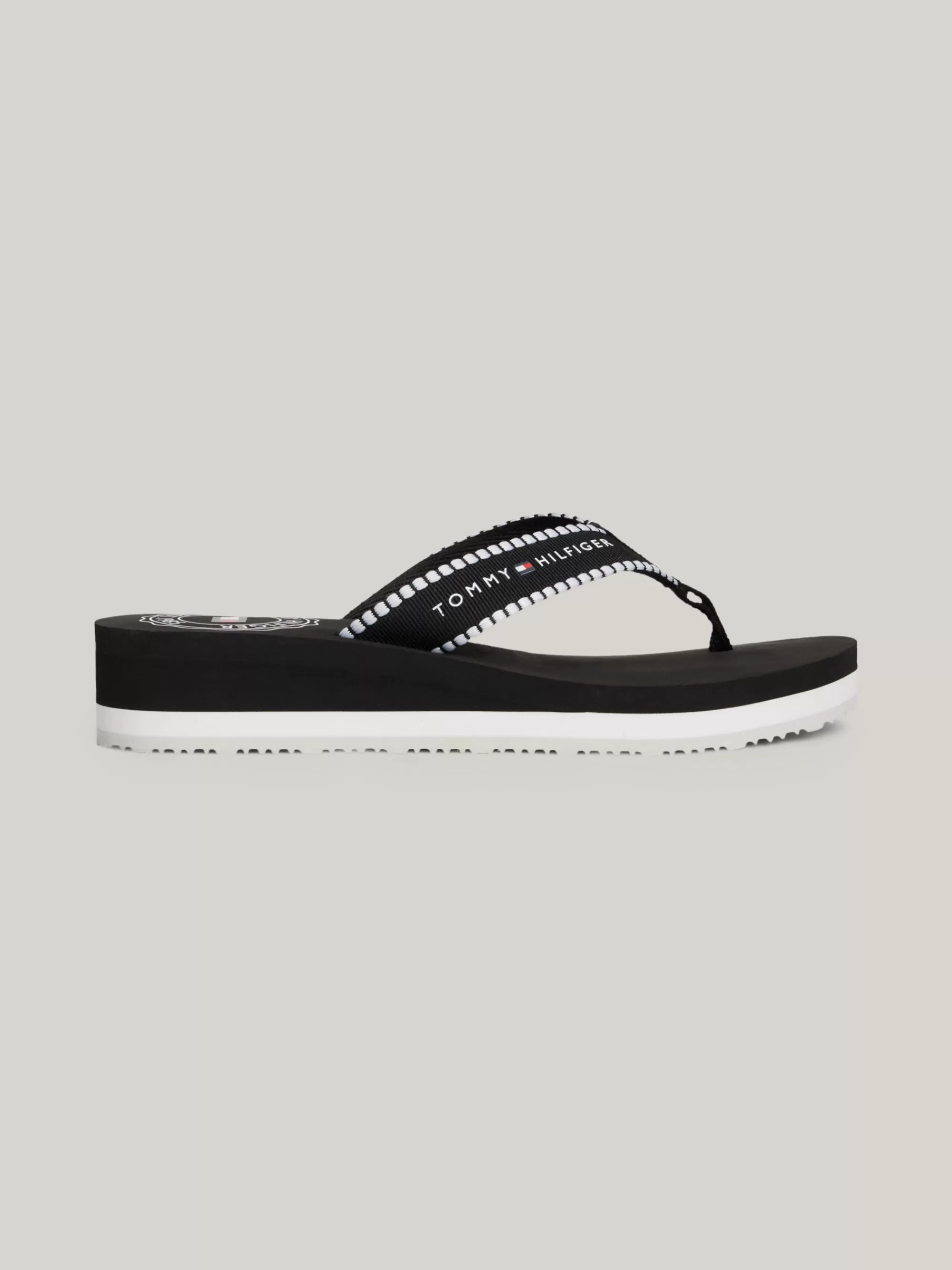 Sandalen*Tommy Hilfiger Teenslipper Met Webbing Logoband BLACK