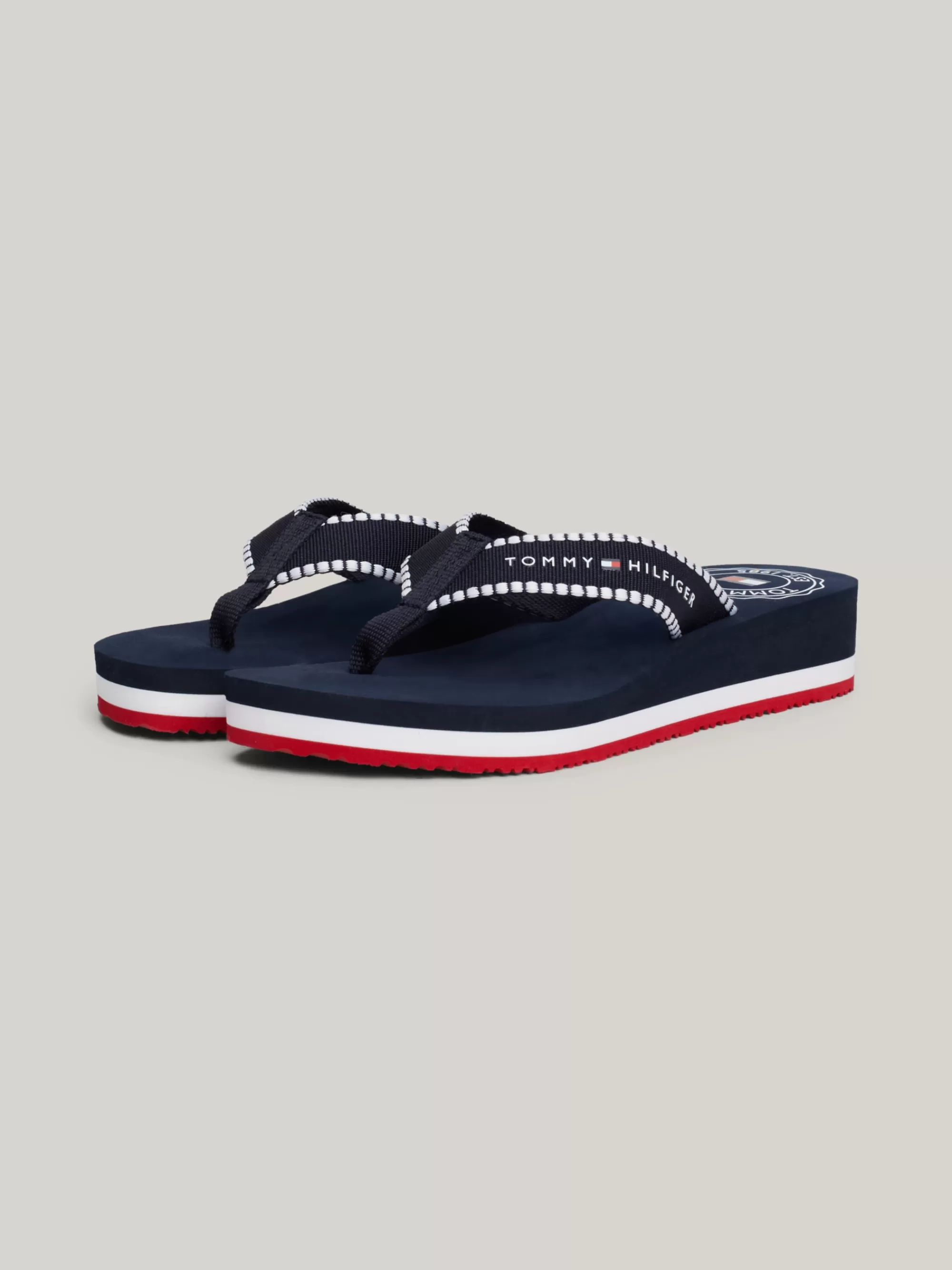 Sandalen*Tommy Hilfiger Teenslipper Met Webbing Logoband SPACE BLUE