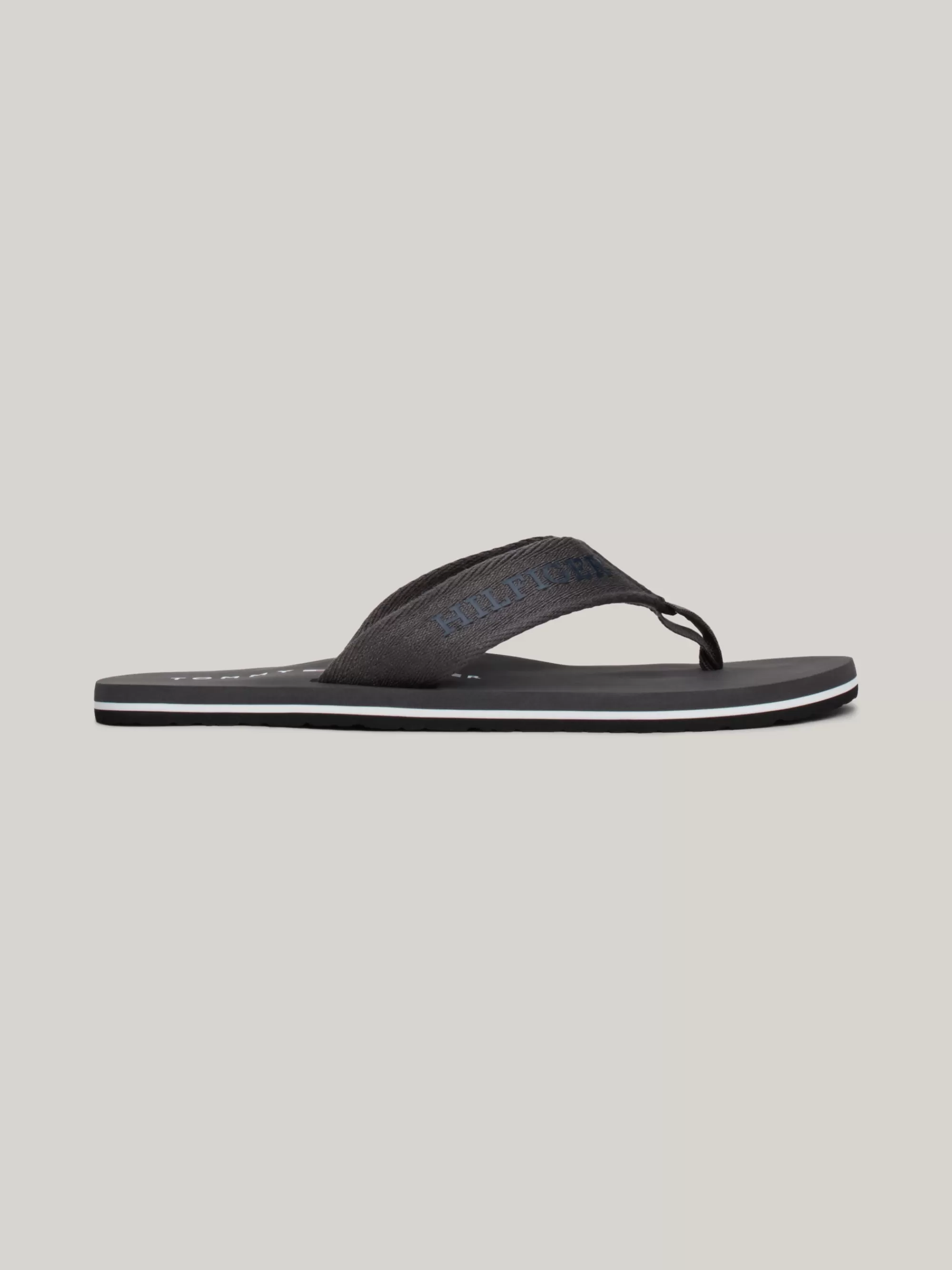 Sandalen & Flip Flops*Tommy Hilfiger Teenslipper Met Webbing Logobandjes DARK ASH