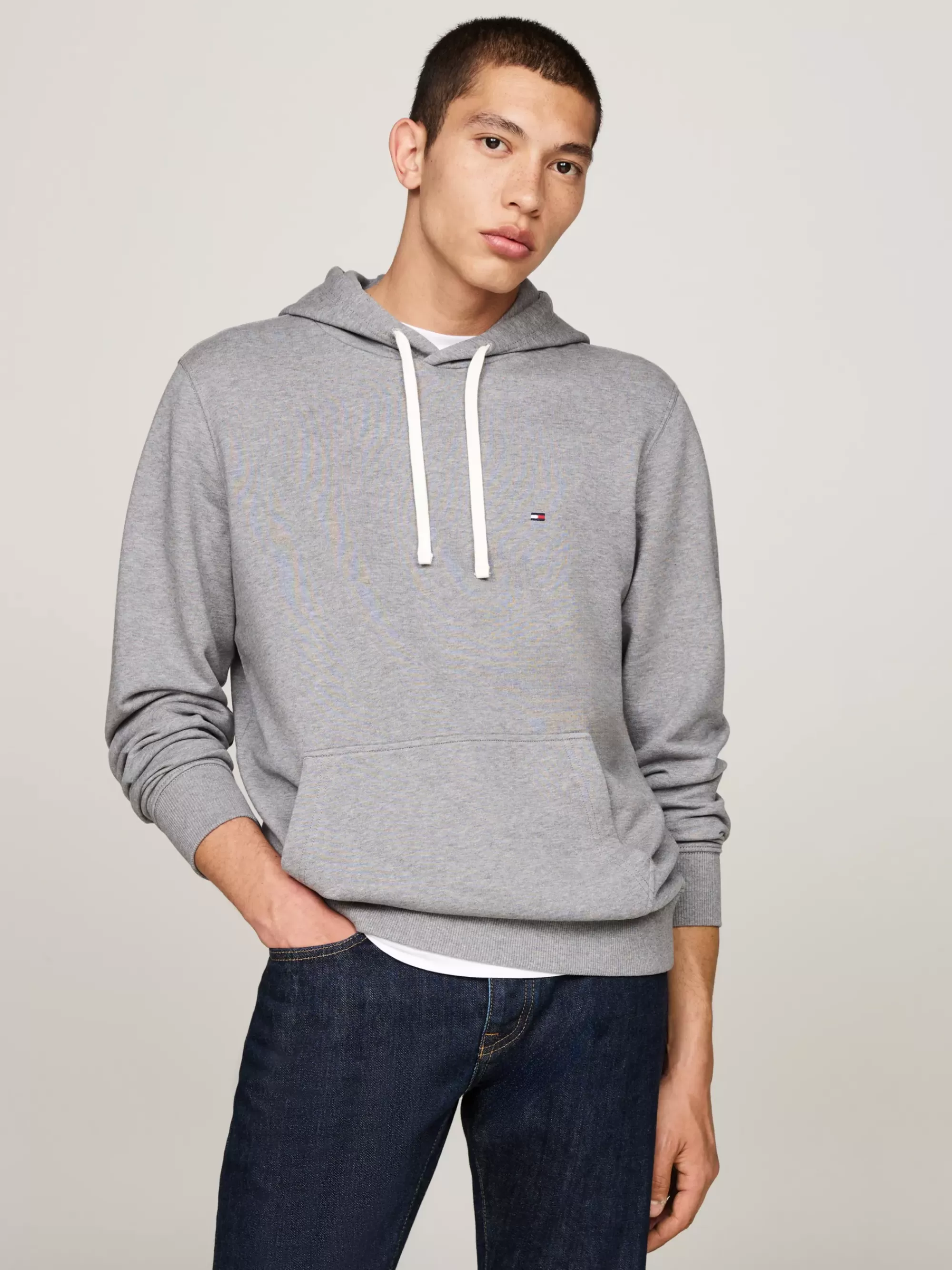 Sweatshirts & Hoodies*Tommy Hilfiger Terry Hoodie Met Geborduurde Vlag MEDIUM GREY HEATHER