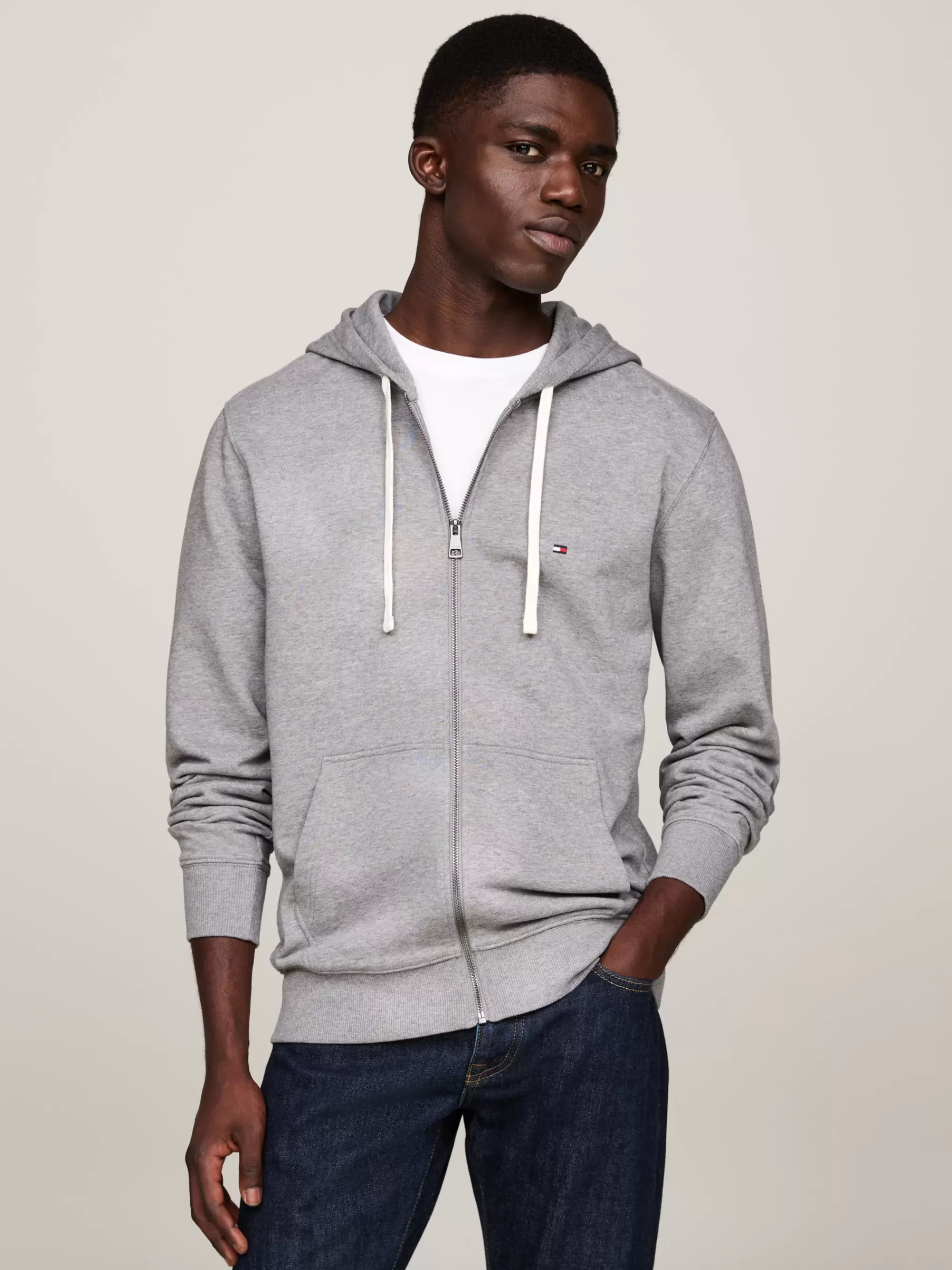 Sweatshirts & Hoodies*Tommy Hilfiger Terry Hoodie Met Rits MEDIUM GREY HEATHER
