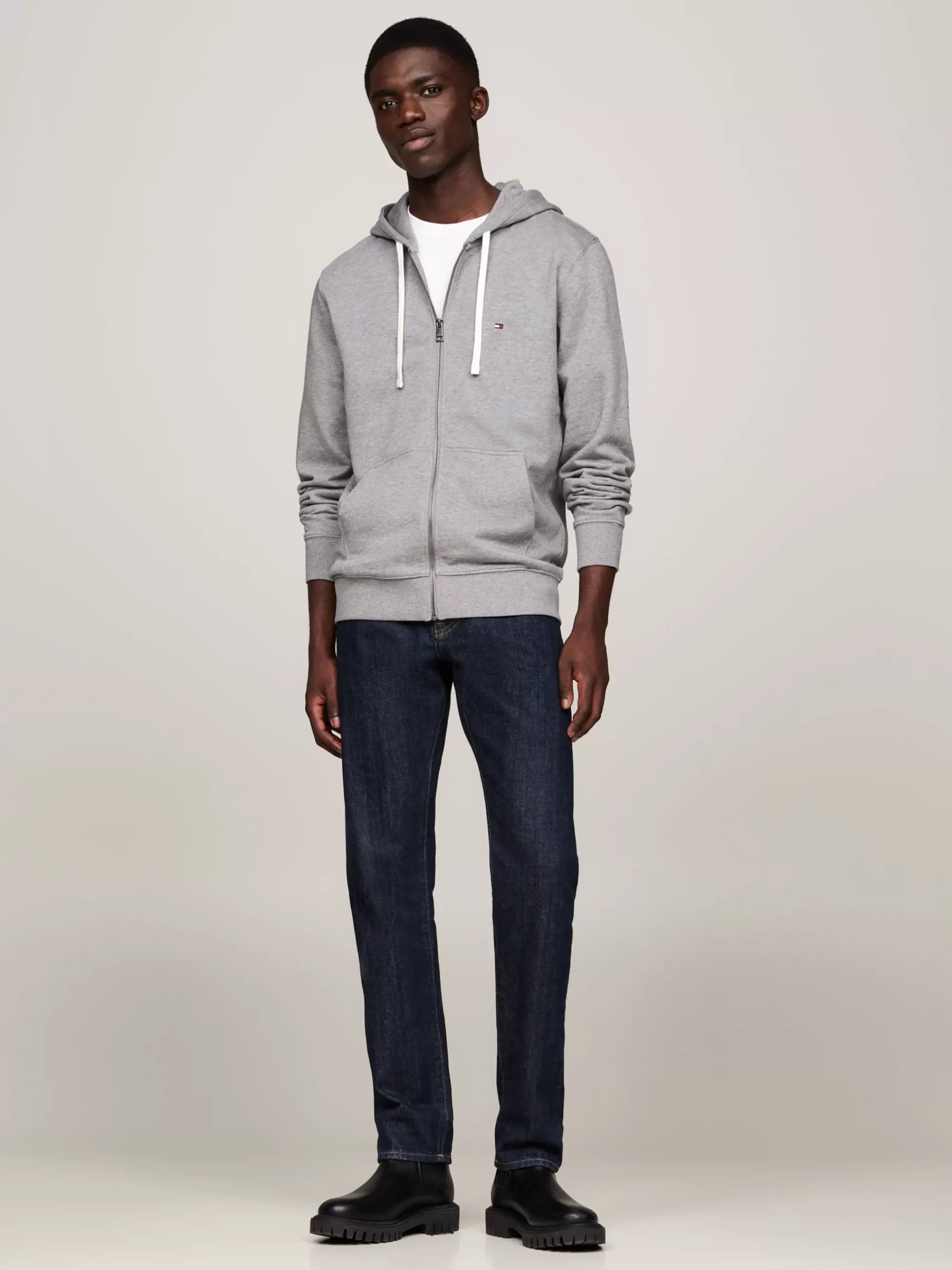 Sweatshirts & Hoodies*Tommy Hilfiger Terry Hoodie Met Rits MEDIUM GREY HEATHER