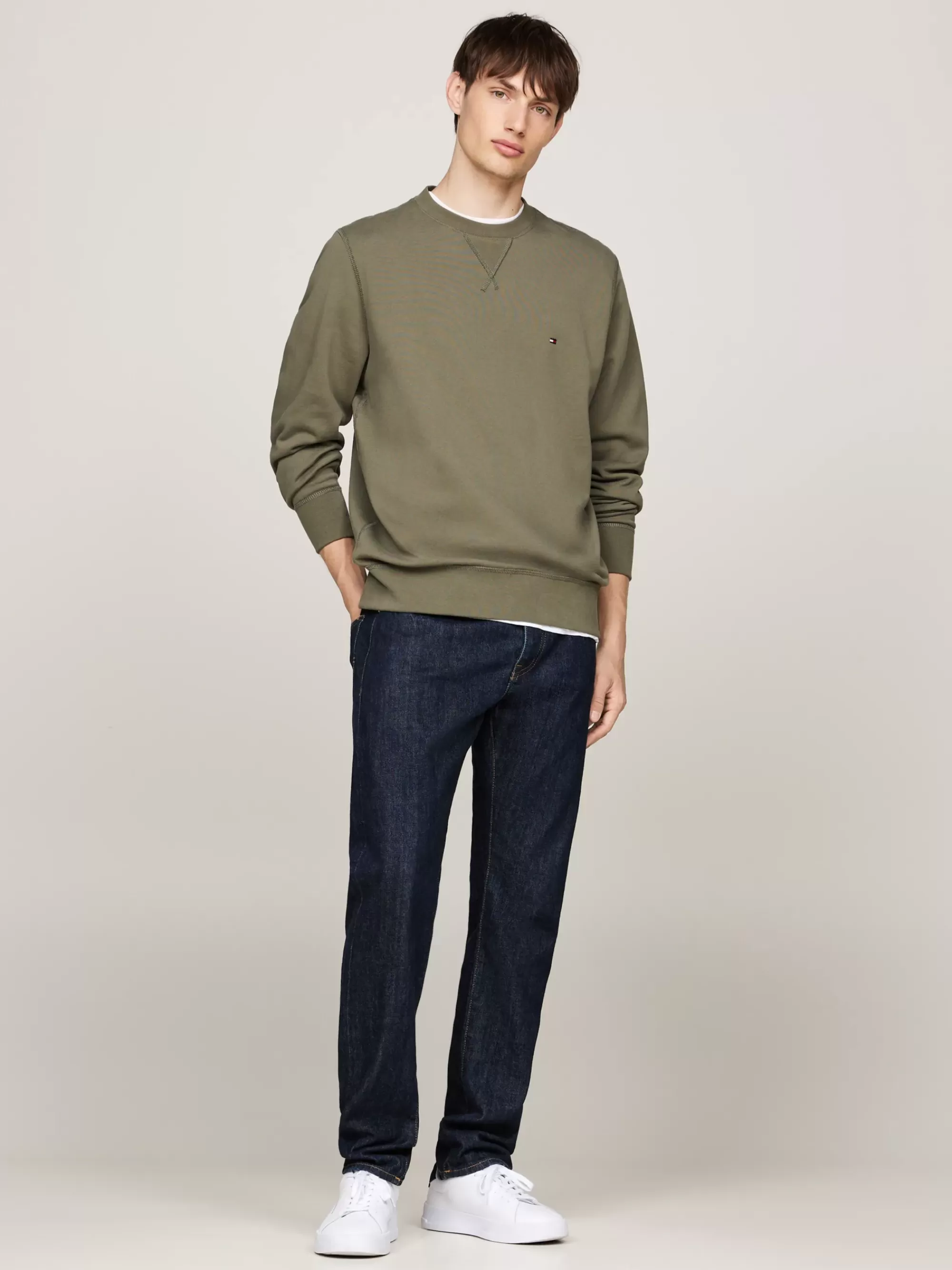 Sweatshirts & Hoodies*Tommy Hilfiger Terry Sweatshirt Met Ronde Hals BATTLE GREEN
