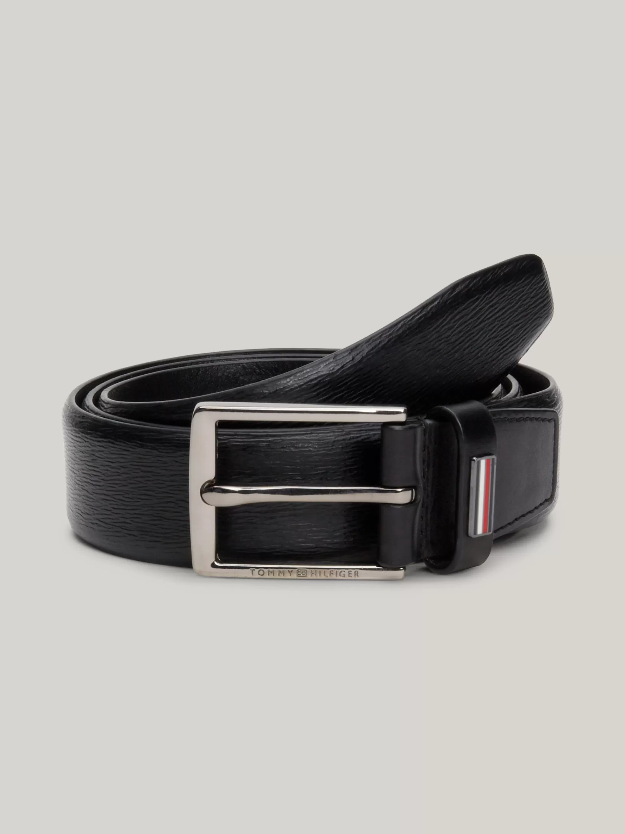Riemen*Tommy Hilfiger TH Business Getextureerde Leren Riem BLACK