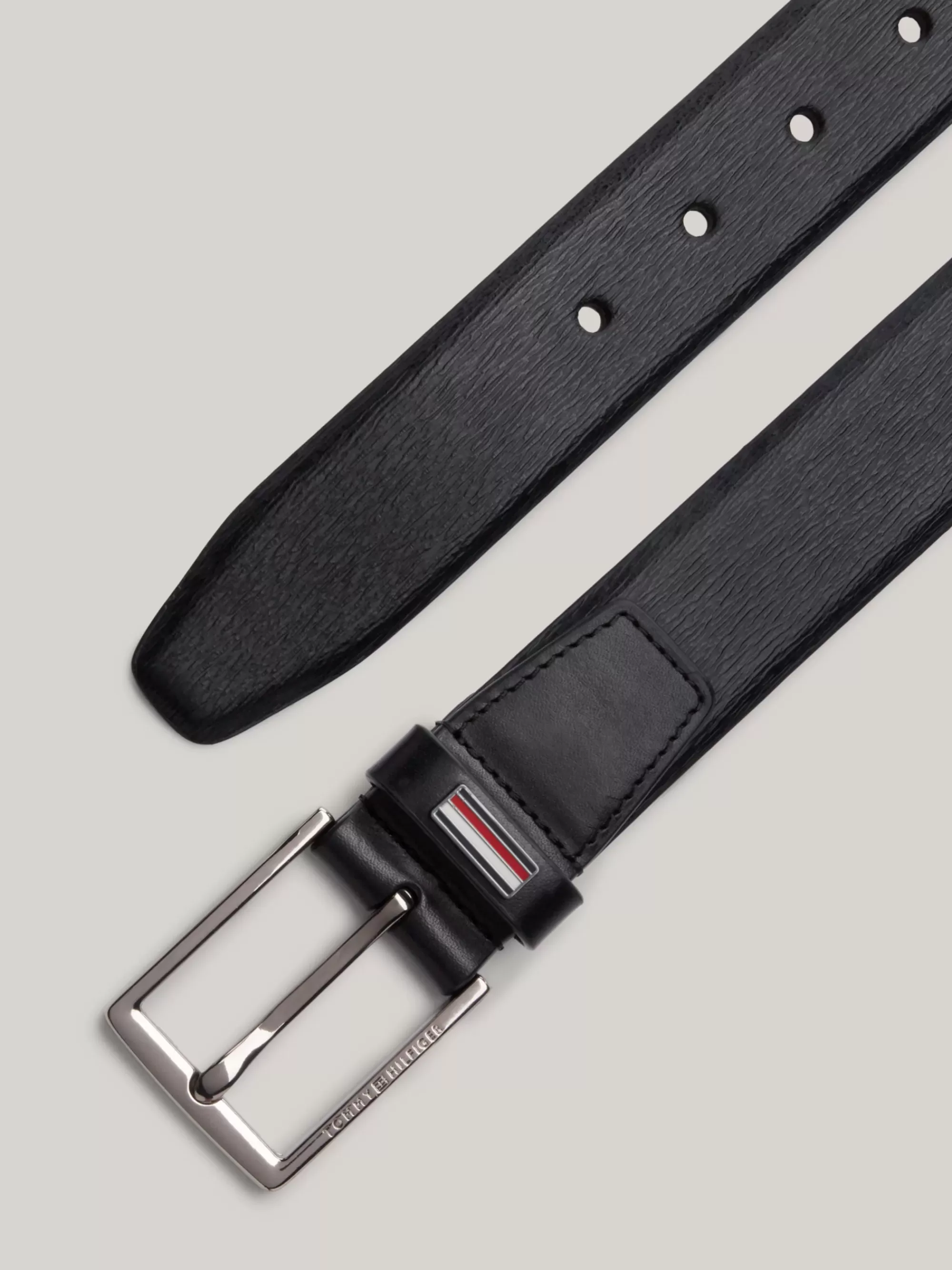 Riemen*Tommy Hilfiger TH Business Getextureerde Leren Riem BLACK