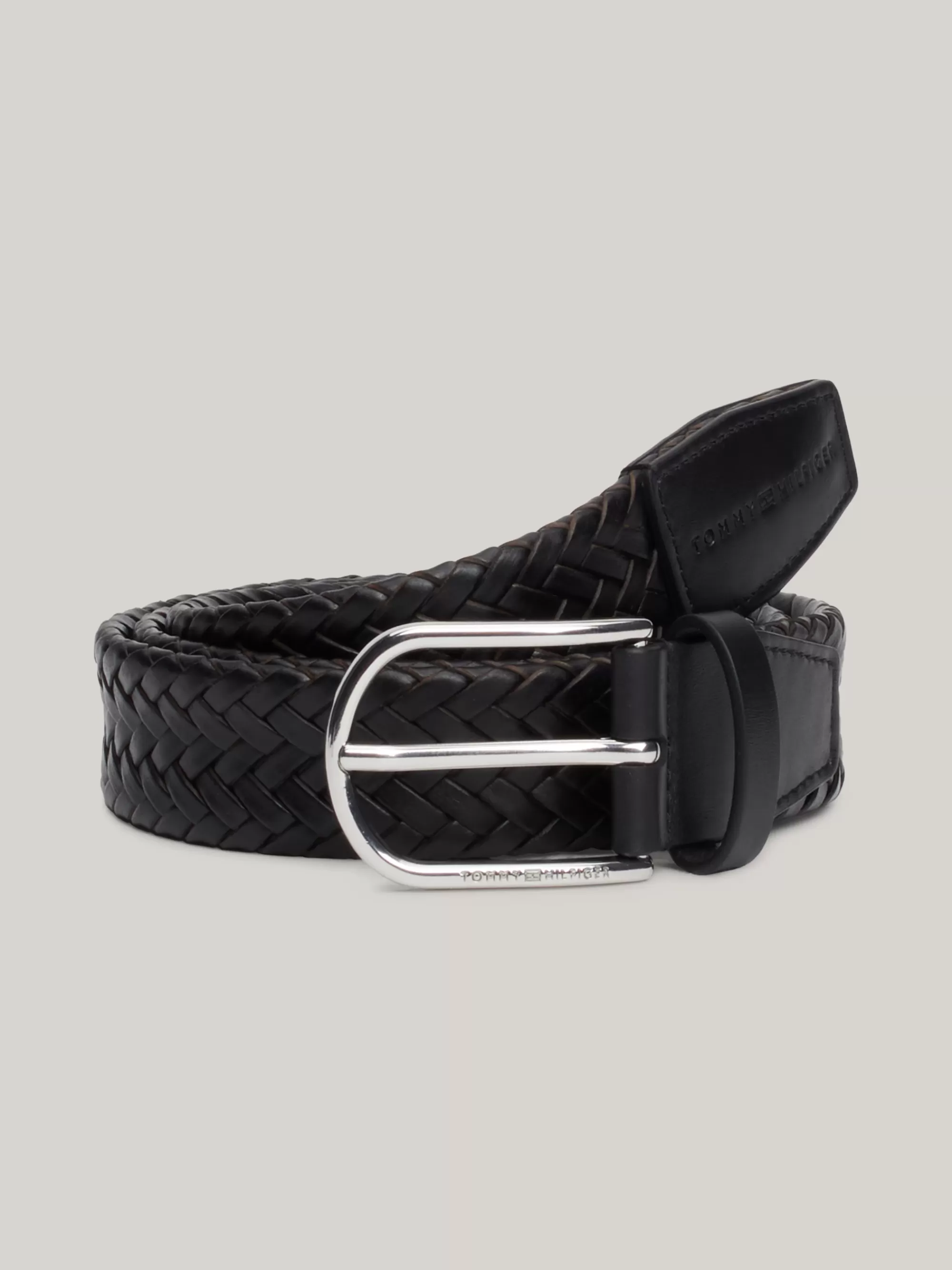 Riemen*Tommy Hilfiger TH Business Gevlochten Leren Riem BLACK